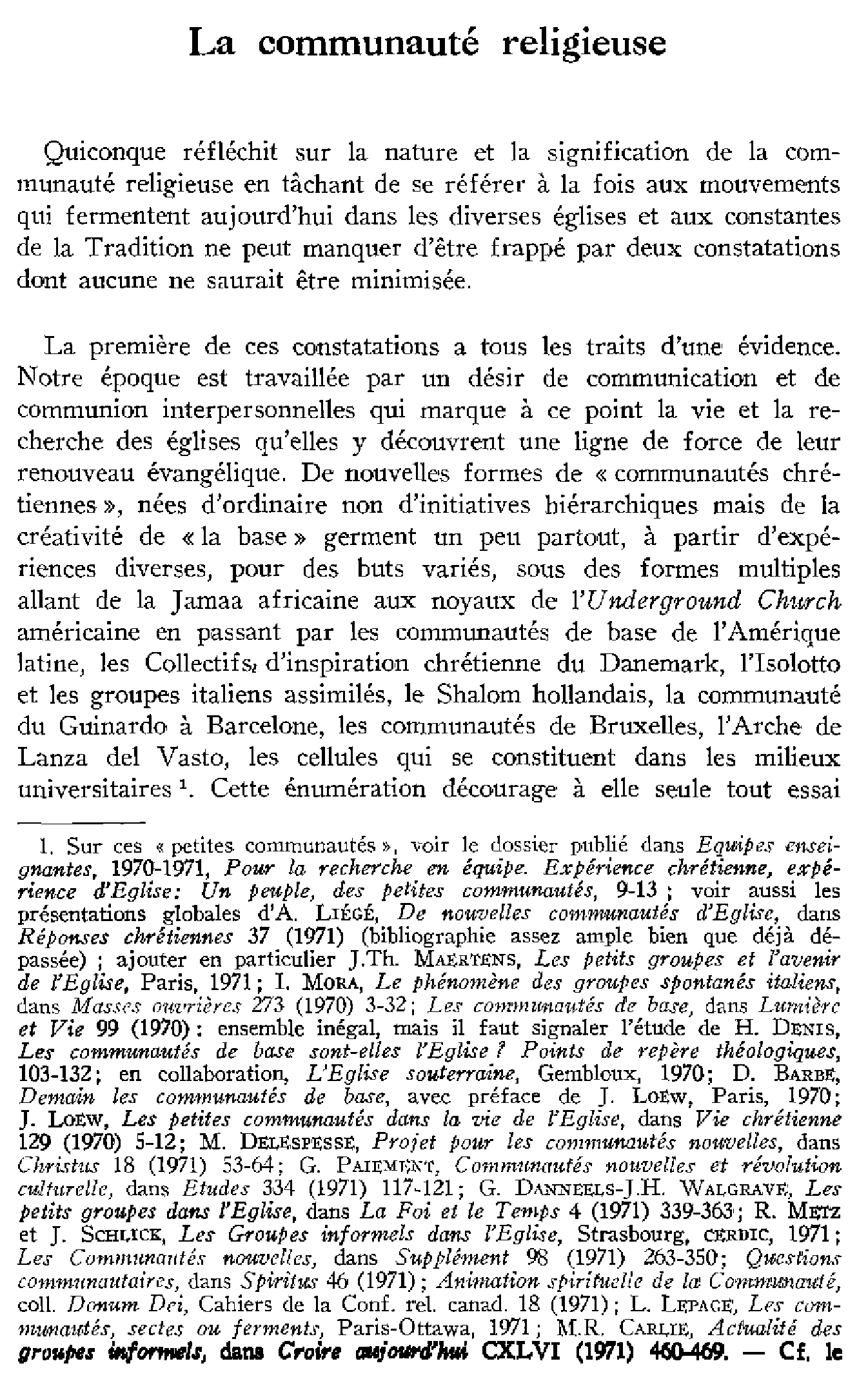 La communauté religieuse (à suivre)