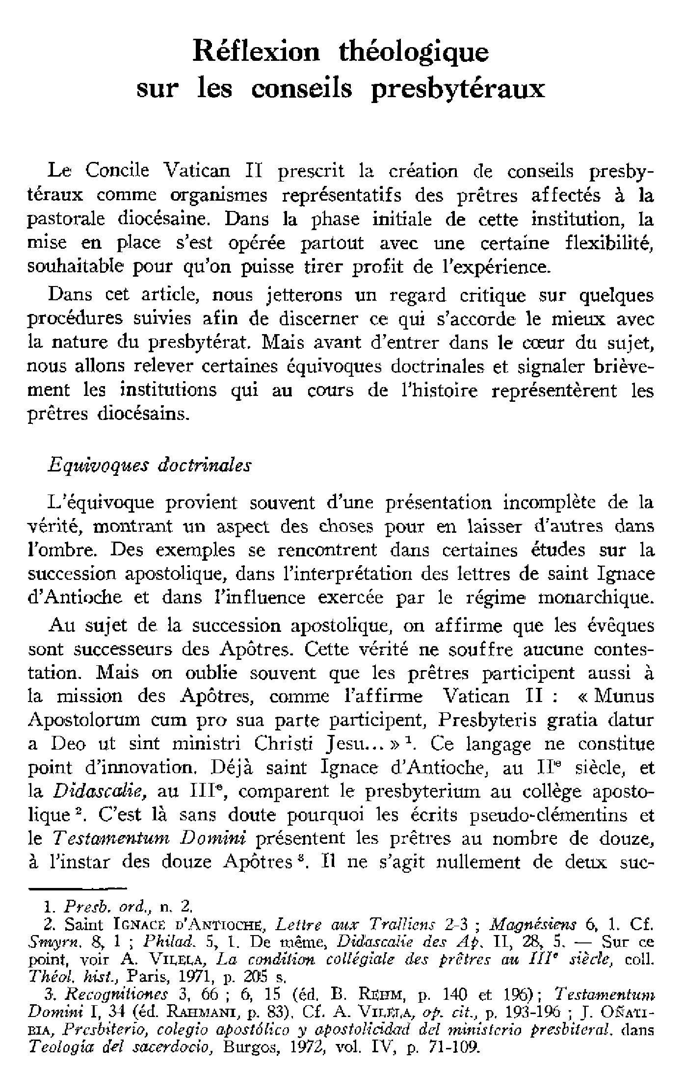 Réflexion théologique sur les conseils presbytéraux