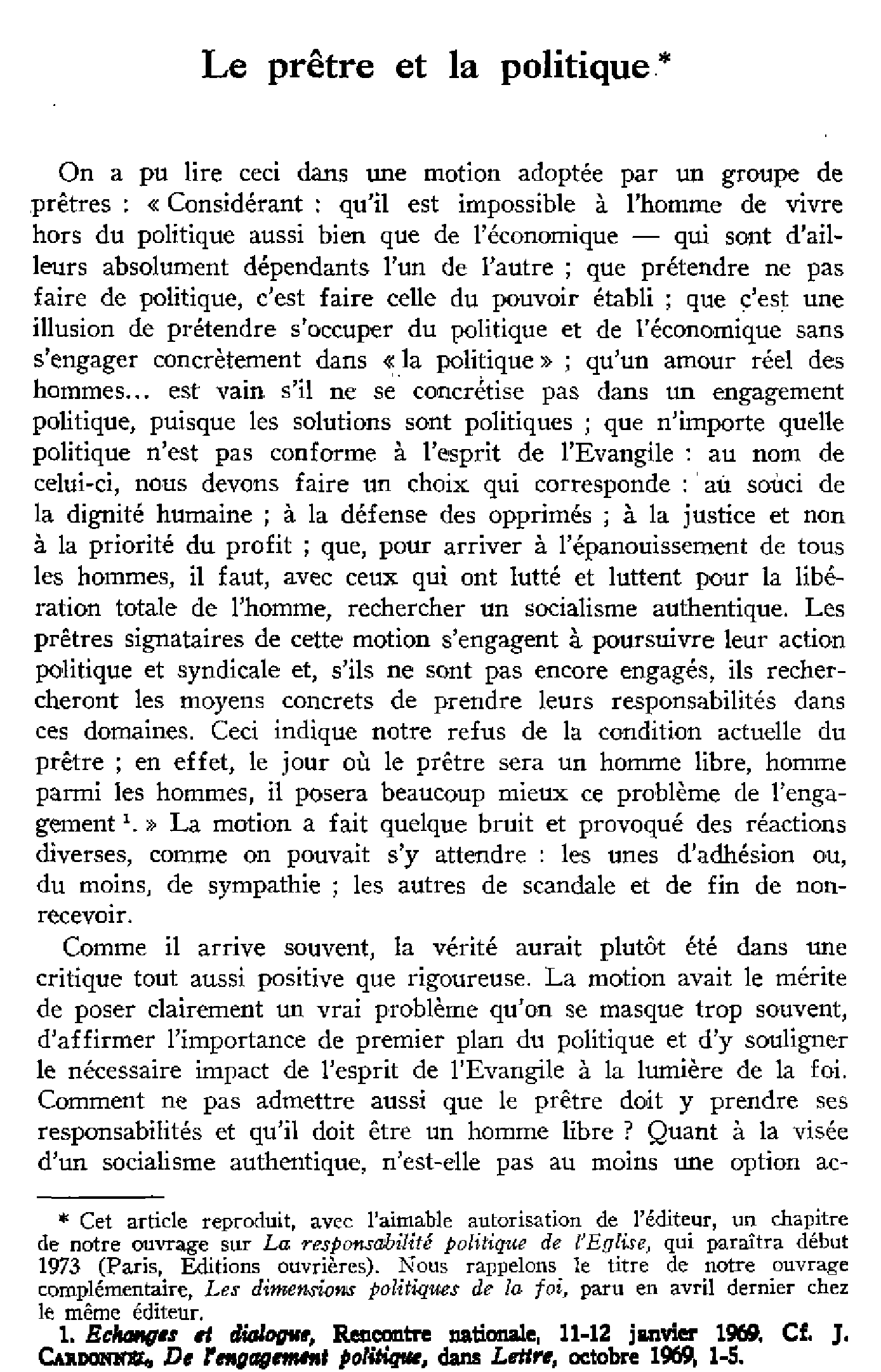 Le prêtre et la politique