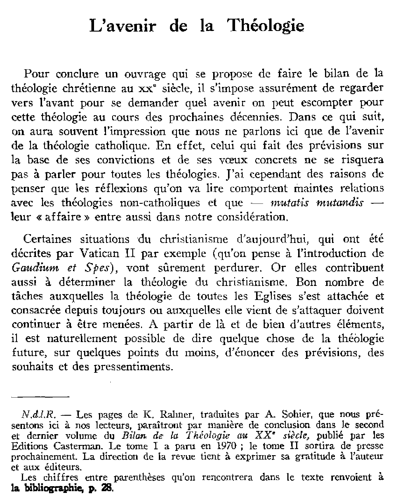 L'avenir de la théologie