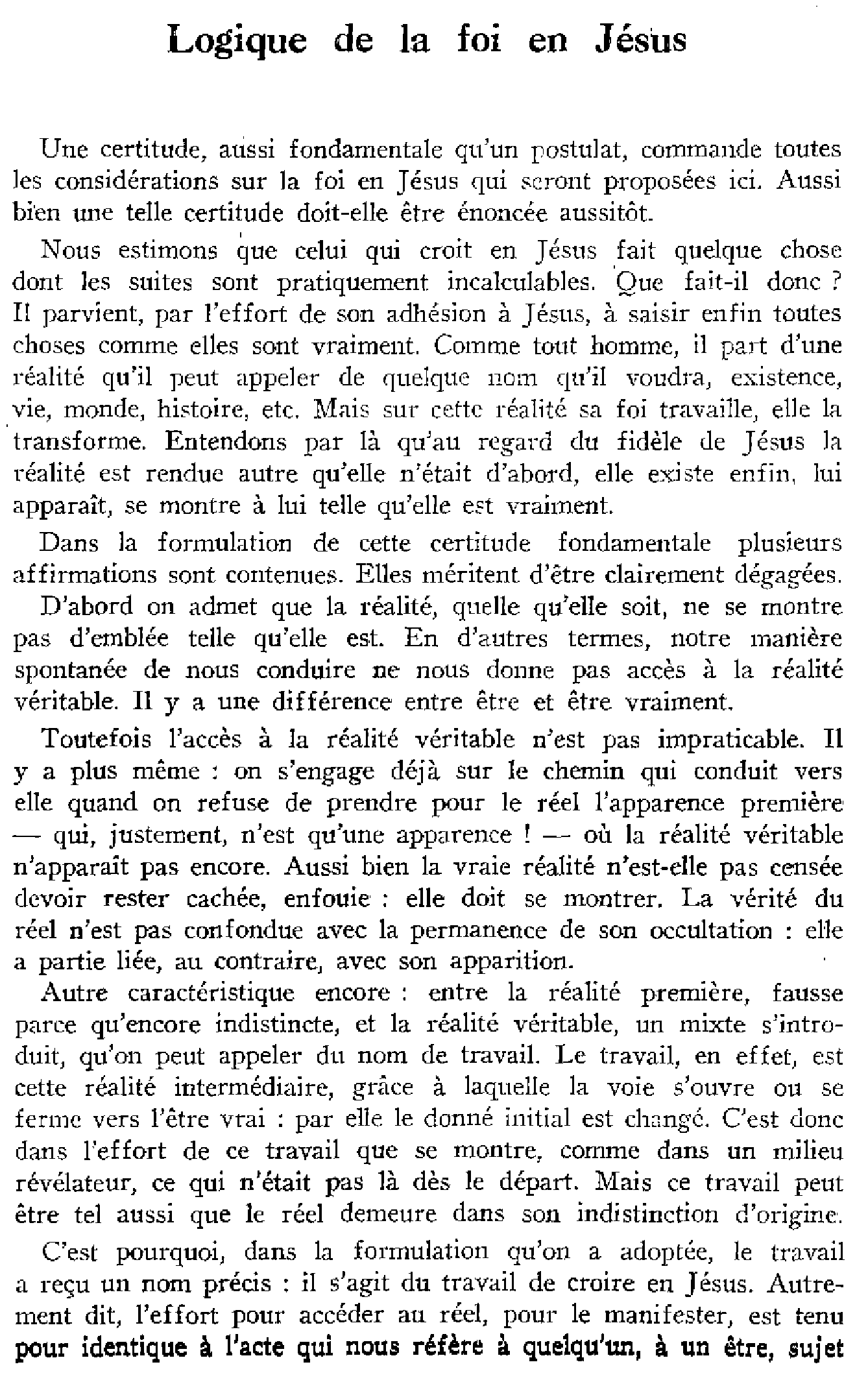 Logique de la foi en Jésus