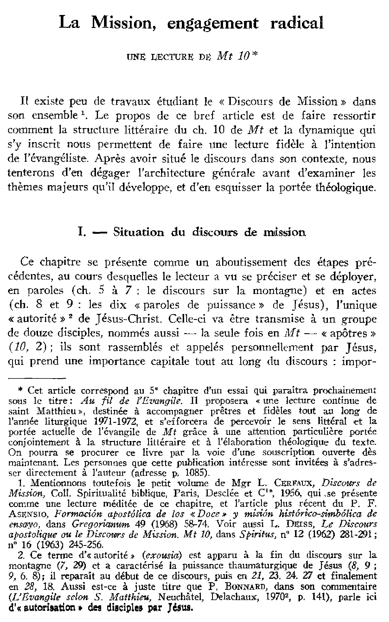 Réflexion sur la «Théologie de l'espérance» de J. Moltmann