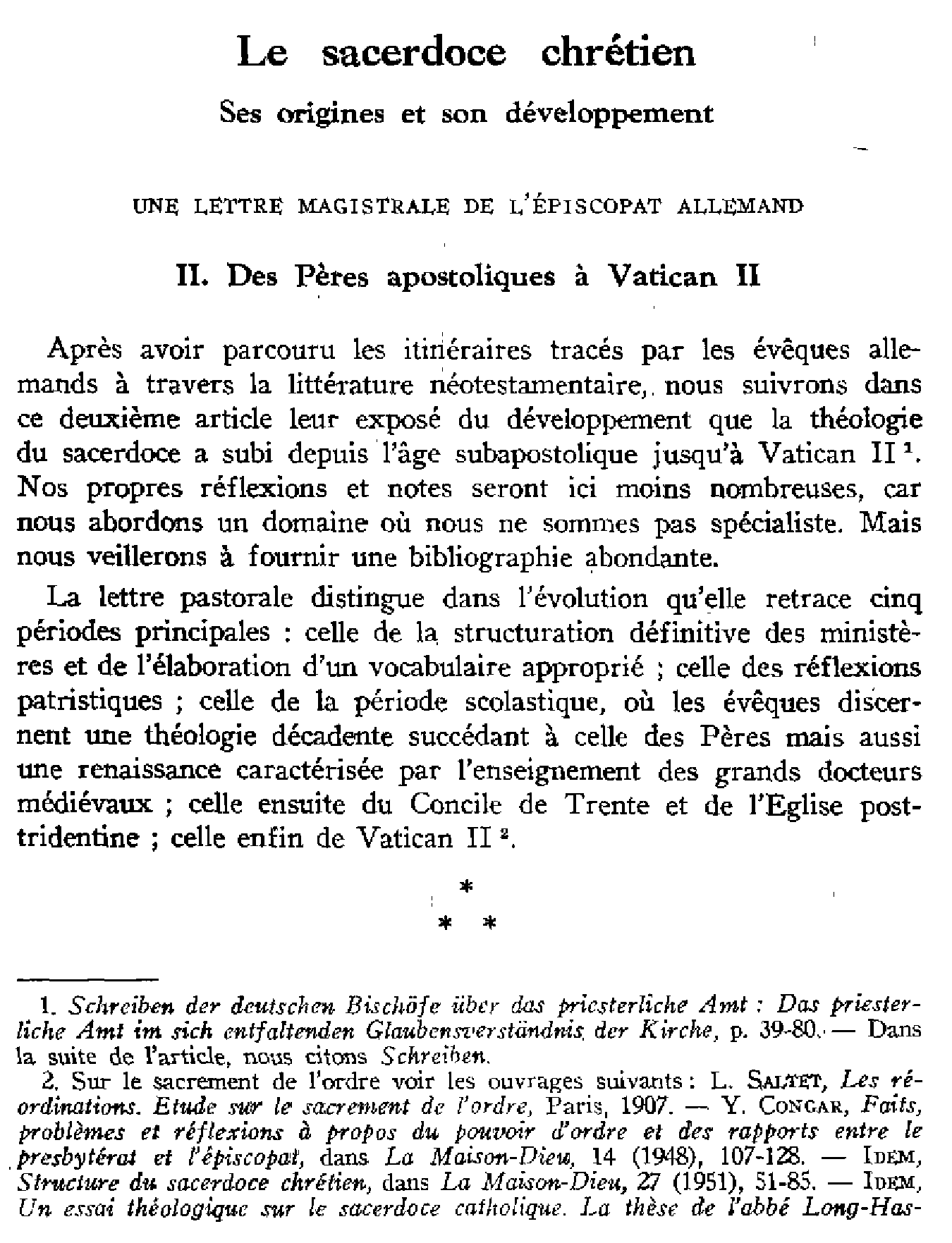 Le sacerdoce chrétien. Ses origines et son développement (suite)