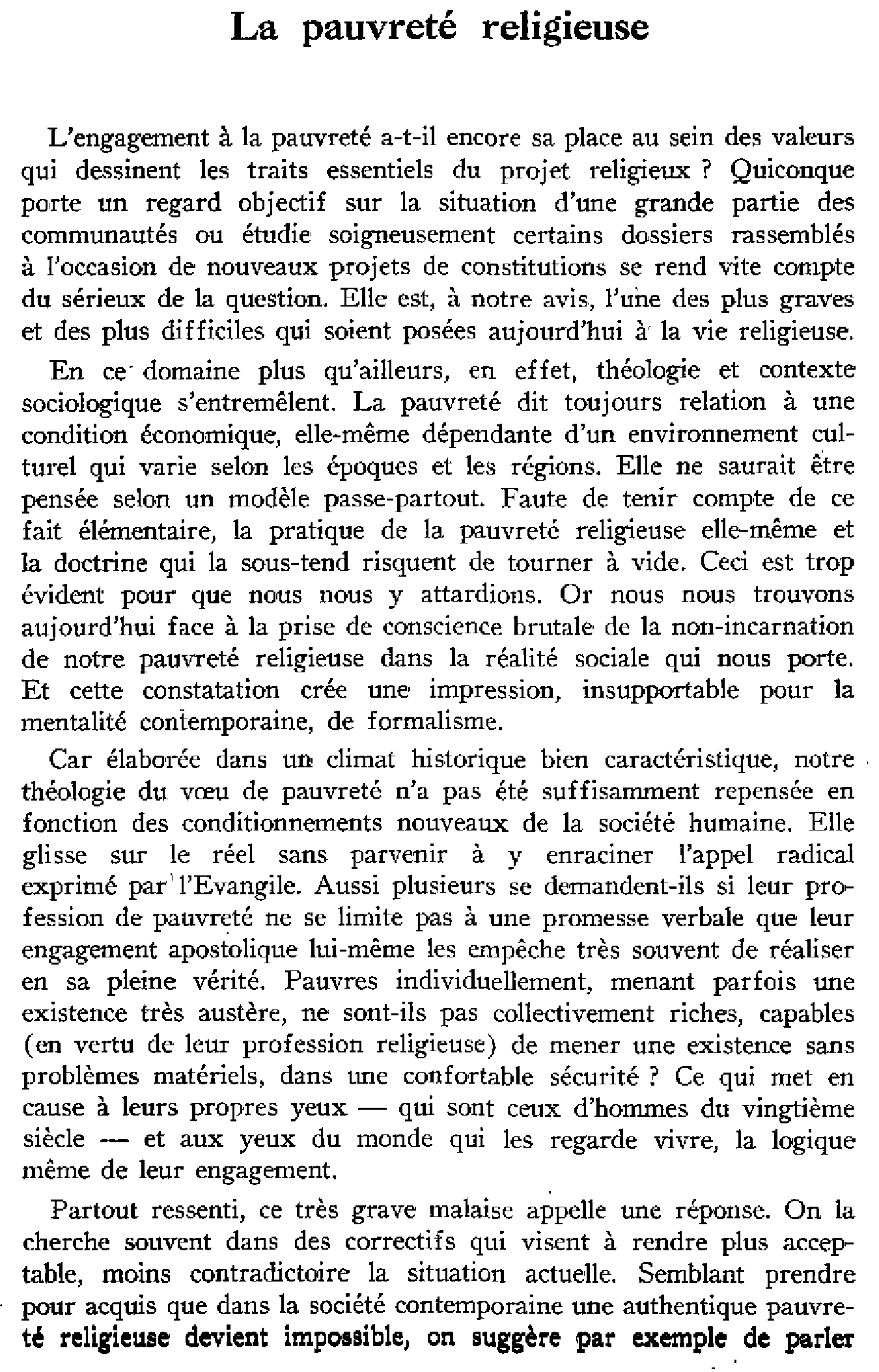 La pauvreté religieuse (à suivre)