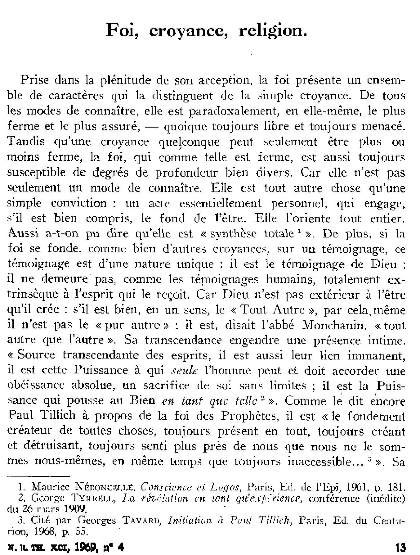 Foi, croyance, religion