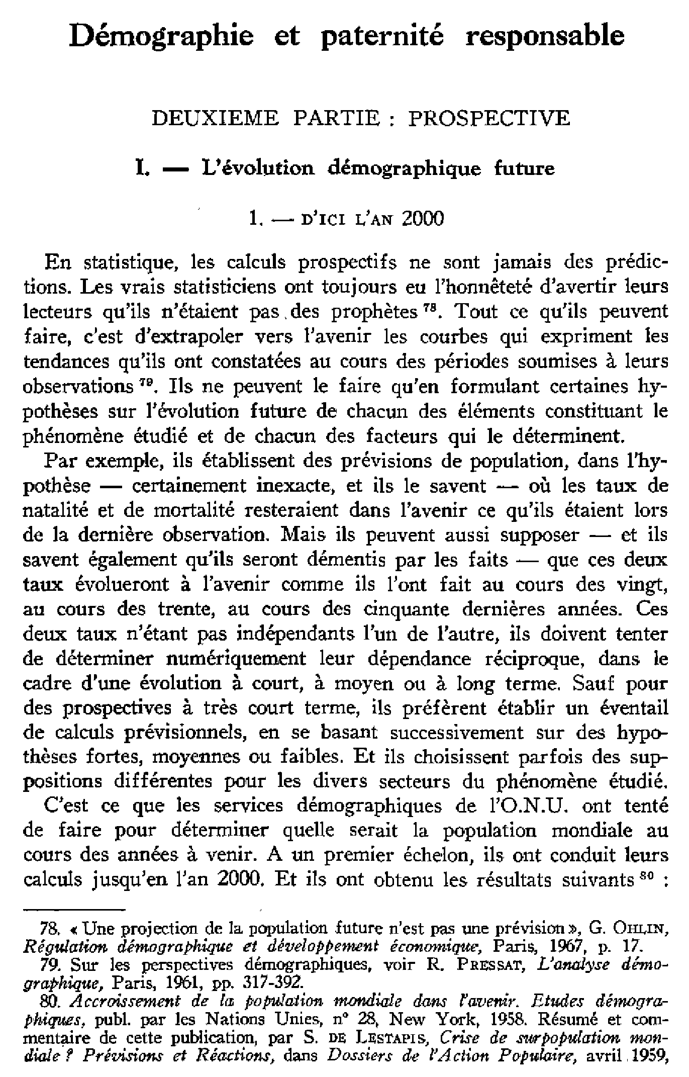 Démographie et paternité responsable (suite)