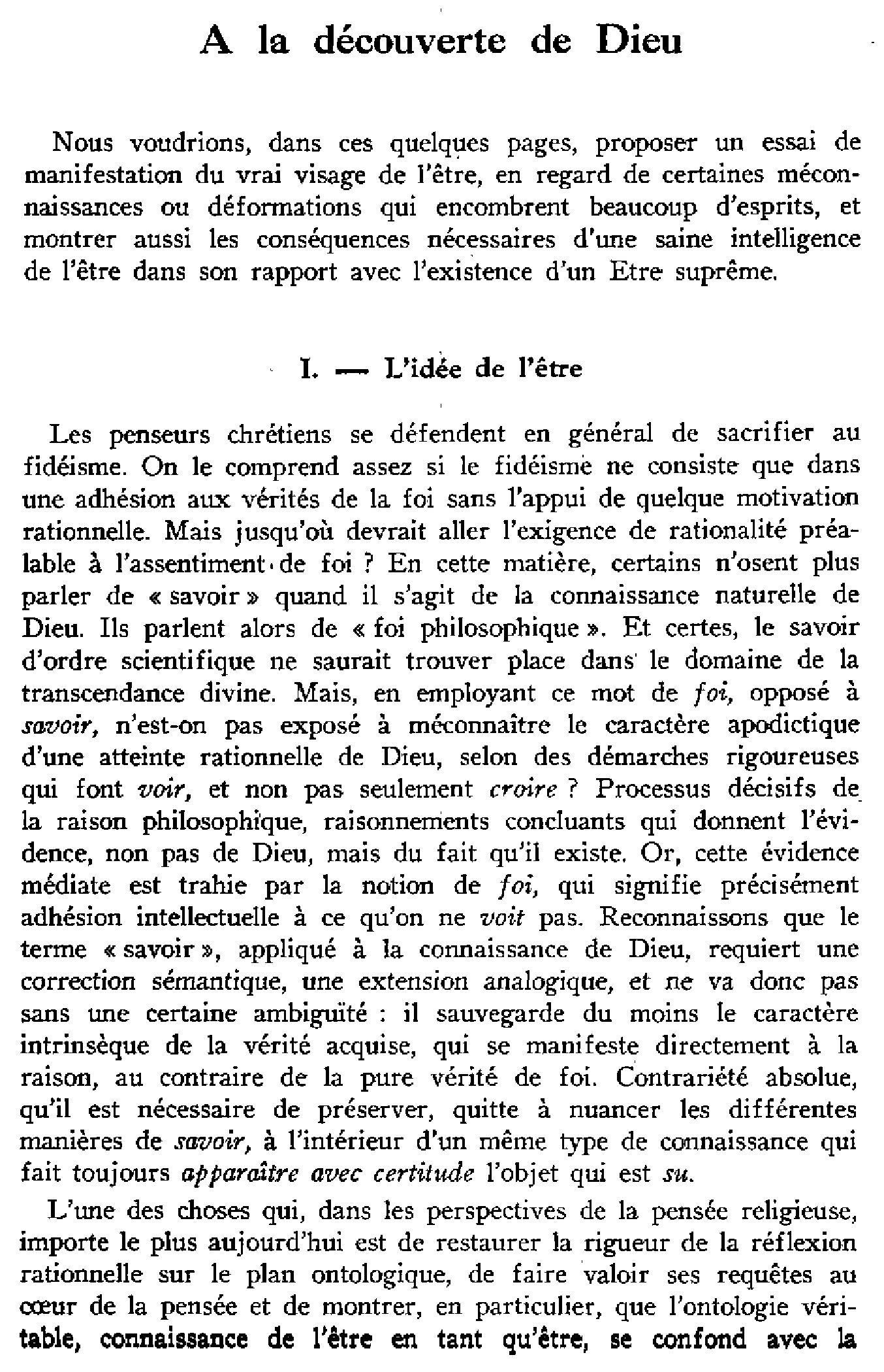 À la découverte de Dieu