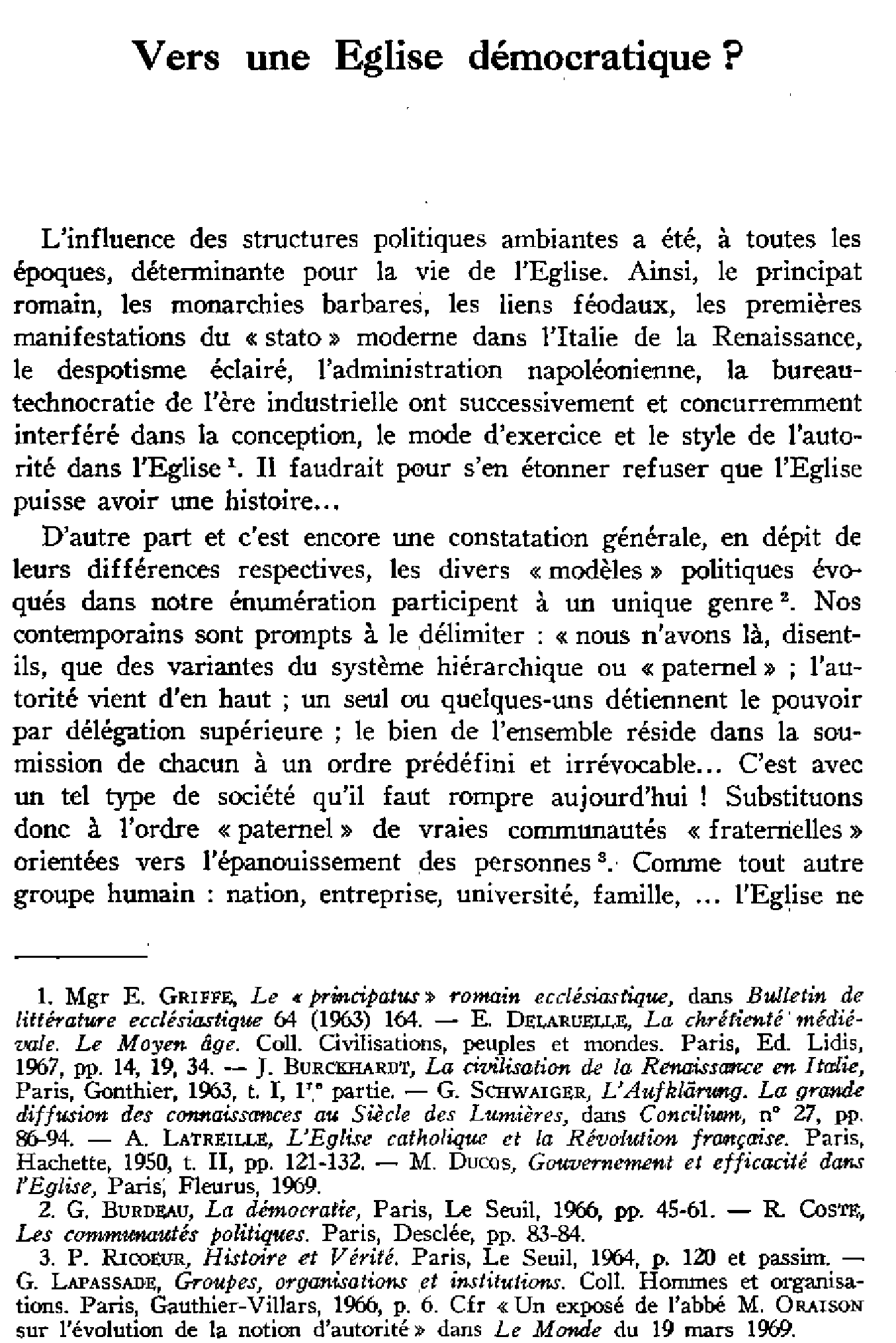 Vers une Église démocratique?