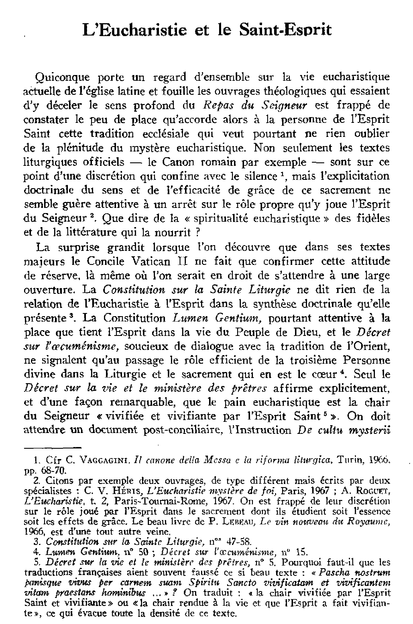 L'Eucharistie et le Saint-Esprit