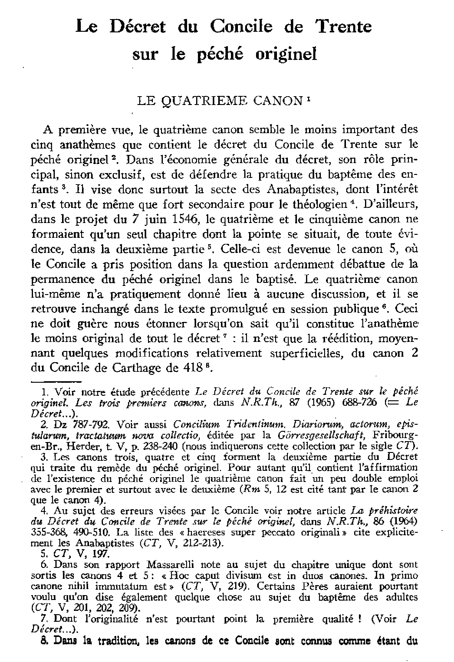 Le décret du Concile de Trente sur le péché originel