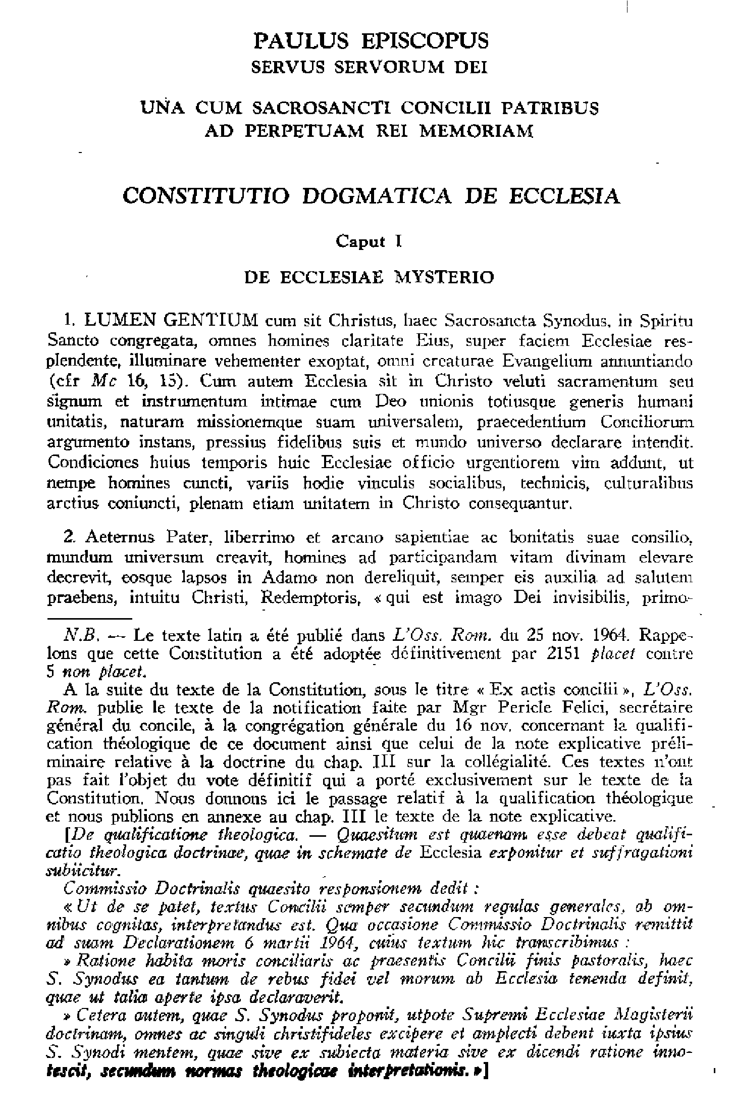 Constitution dogmatique sur l'Église (chap. I à III). Texte latin et traduction française