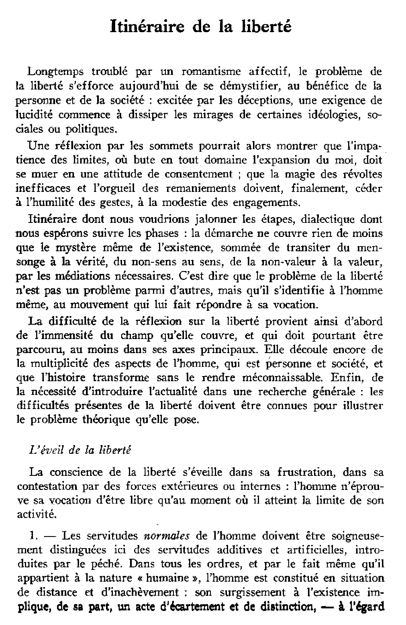 Itinéraire de la liberté