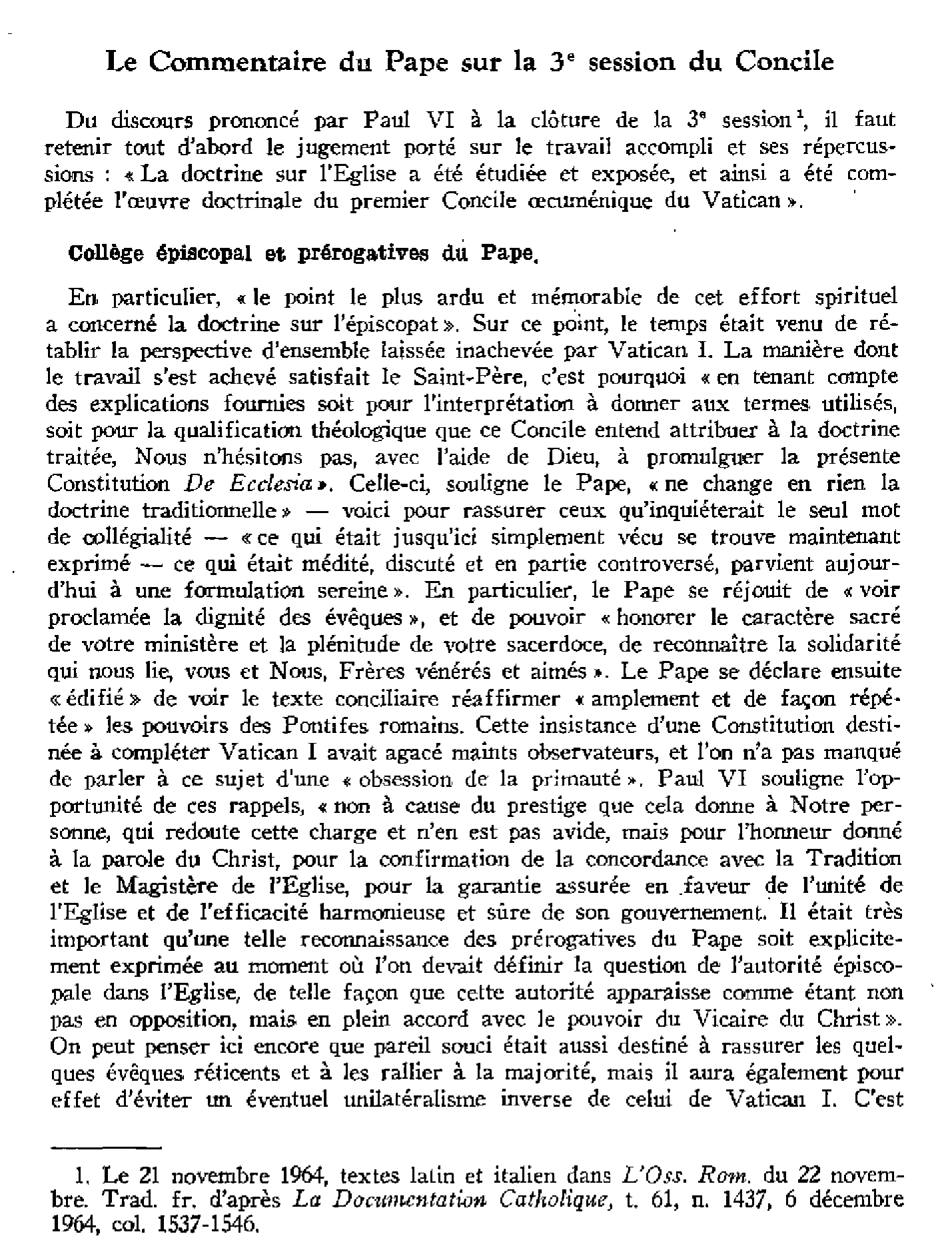 La solidarité humaine comme réalité et comme tâche (Radiomessage de Noël, 22 déc. 1964)