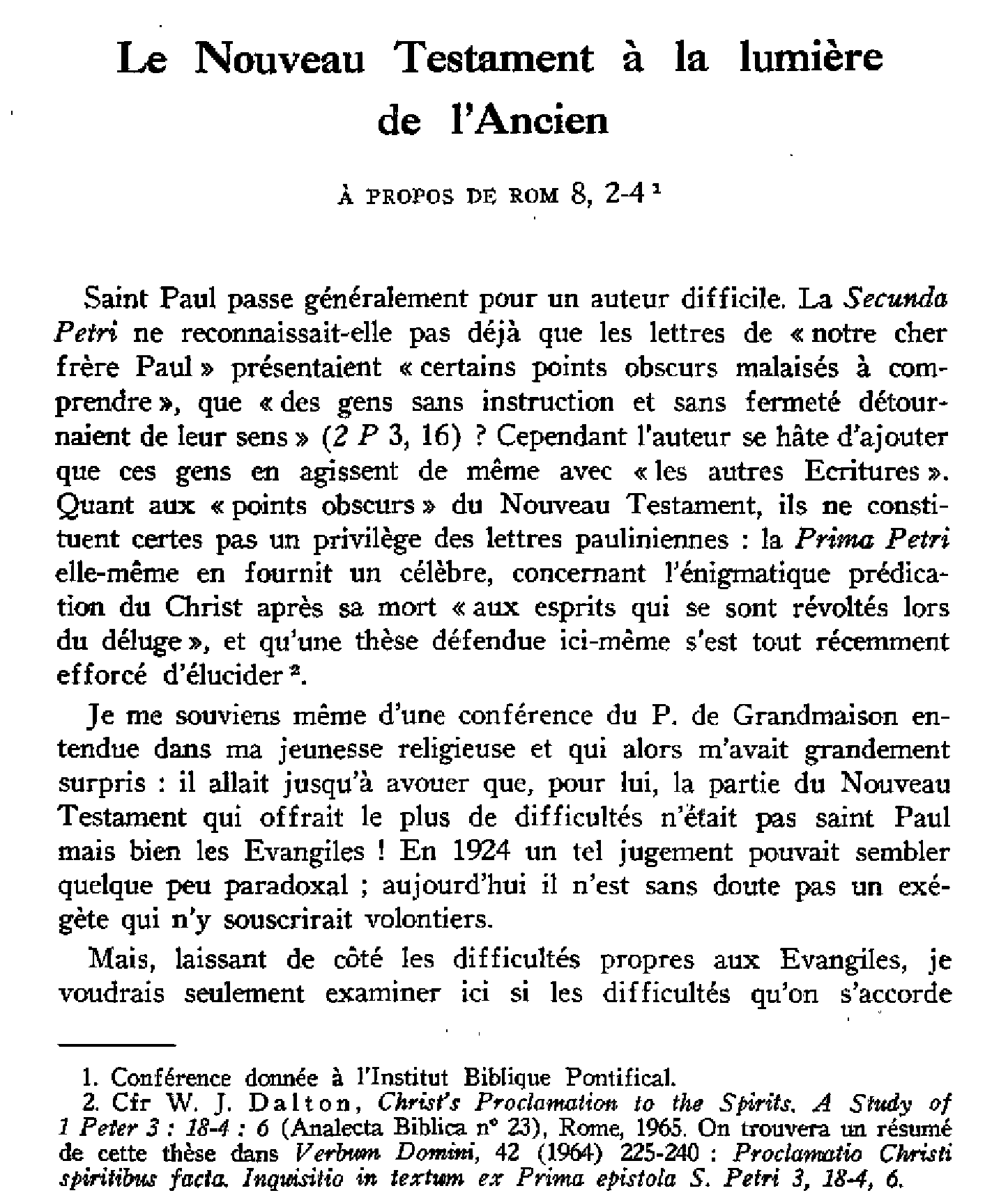 le Nouveau testament à la lumière de l'Ancien. À propos de Romains 8,24