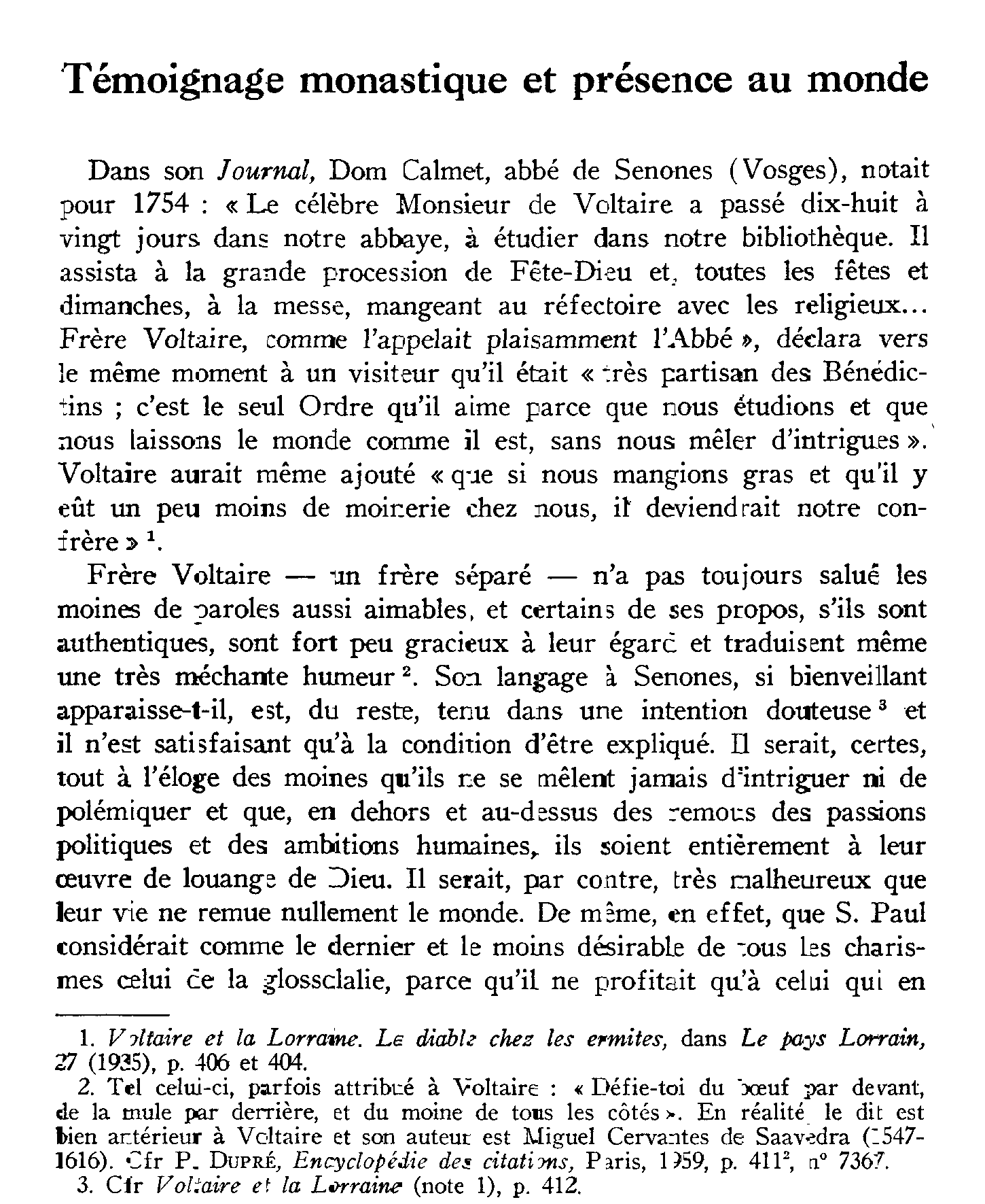 Témoignage monastique et présence au monde
