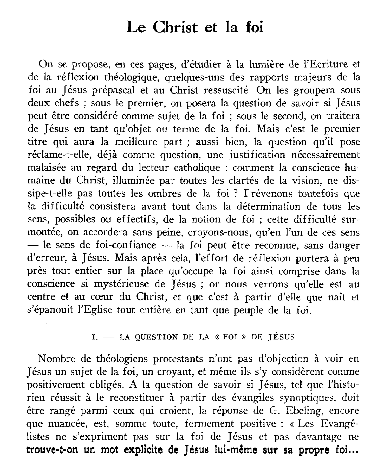 Le Christ et la foi