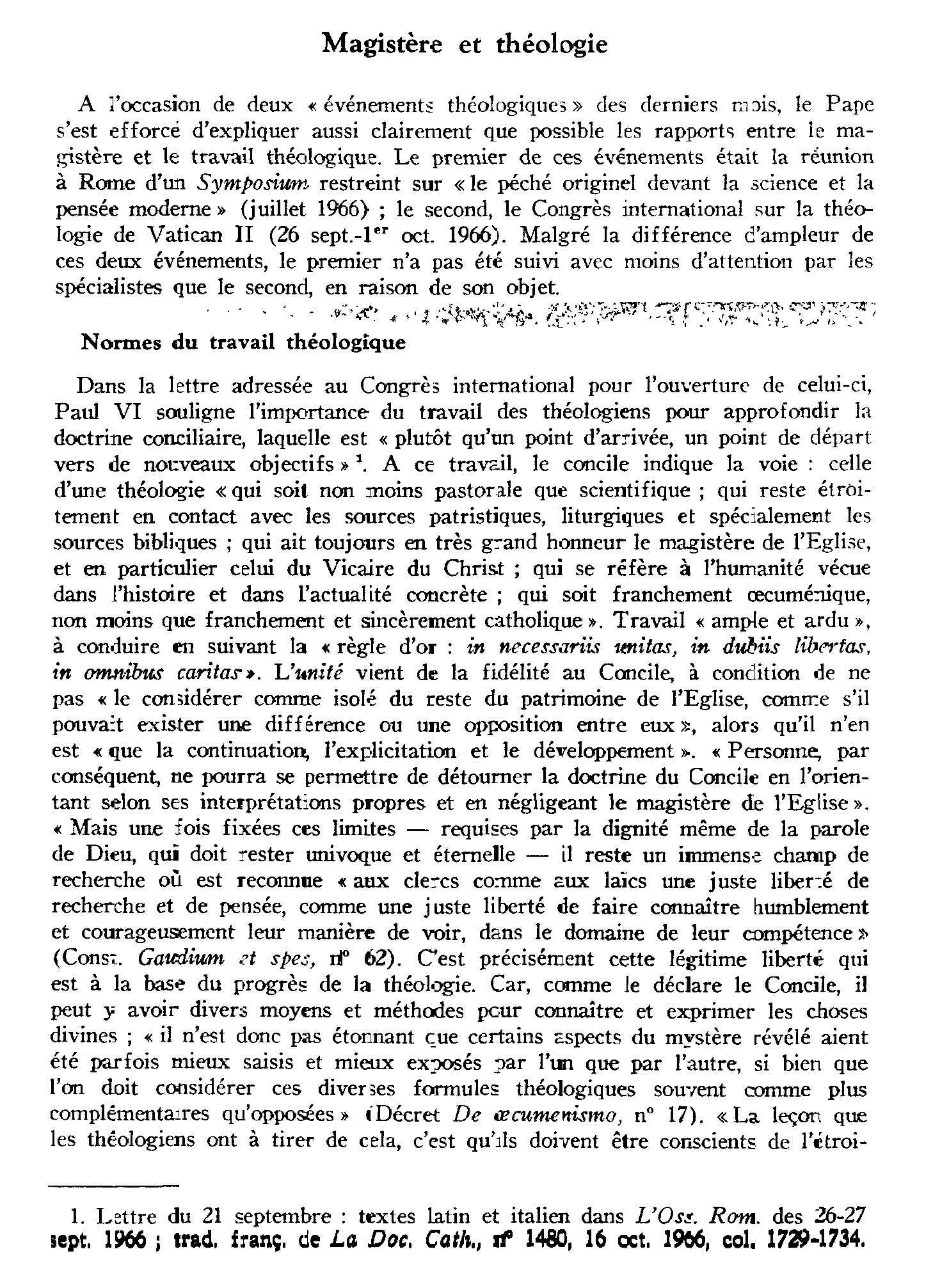 À travers les discours de Paul VI. Méditation sur l'Église