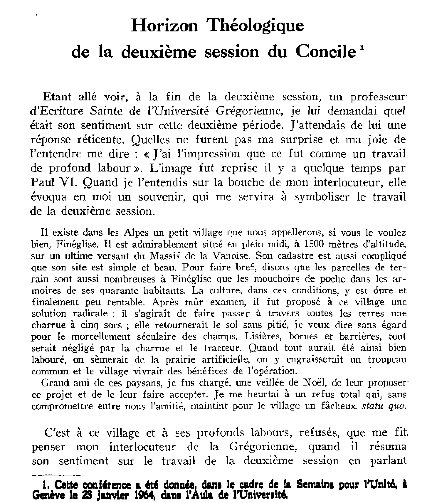 Horizon théologique de la deuxième session du Concile