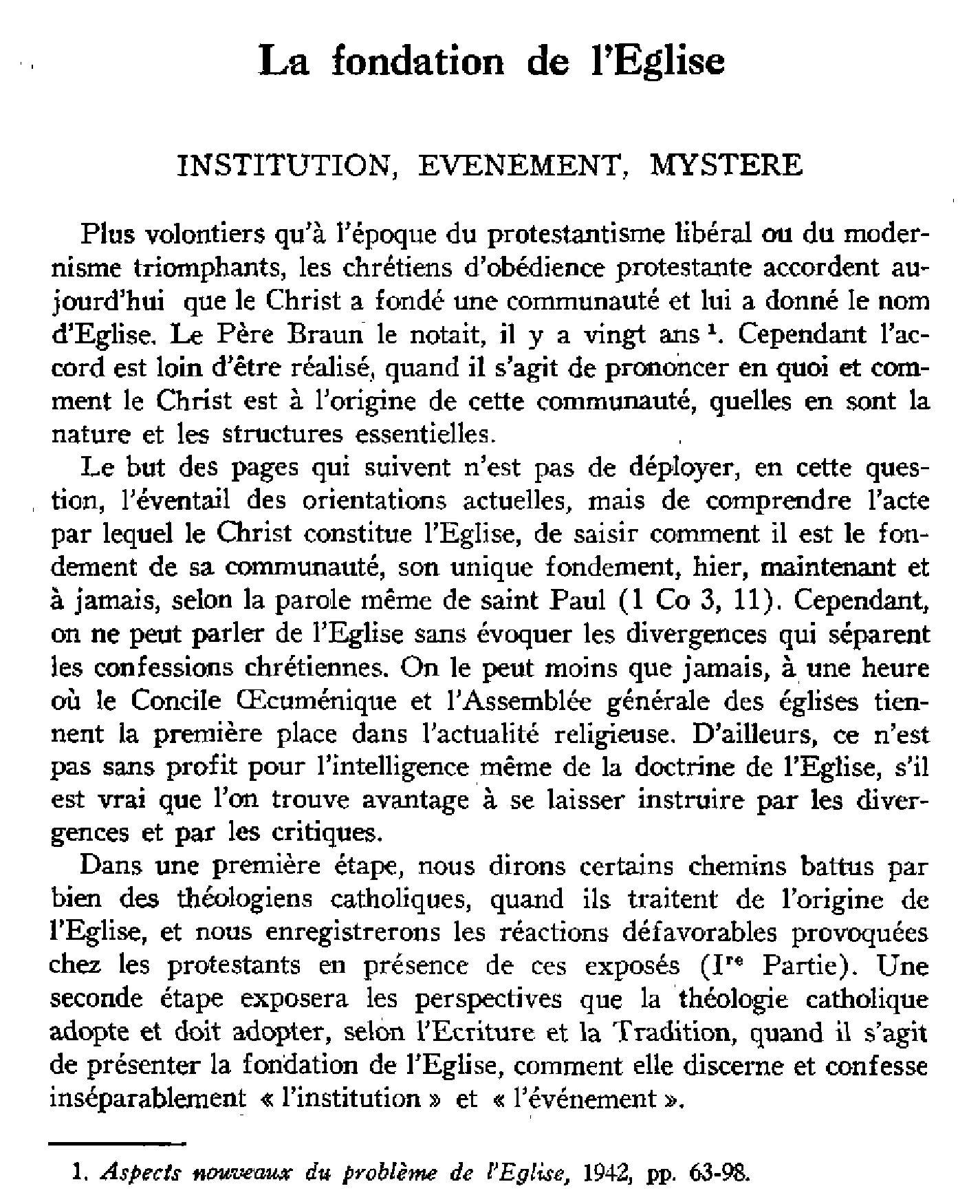 La fondation de l'Église (à suivre)