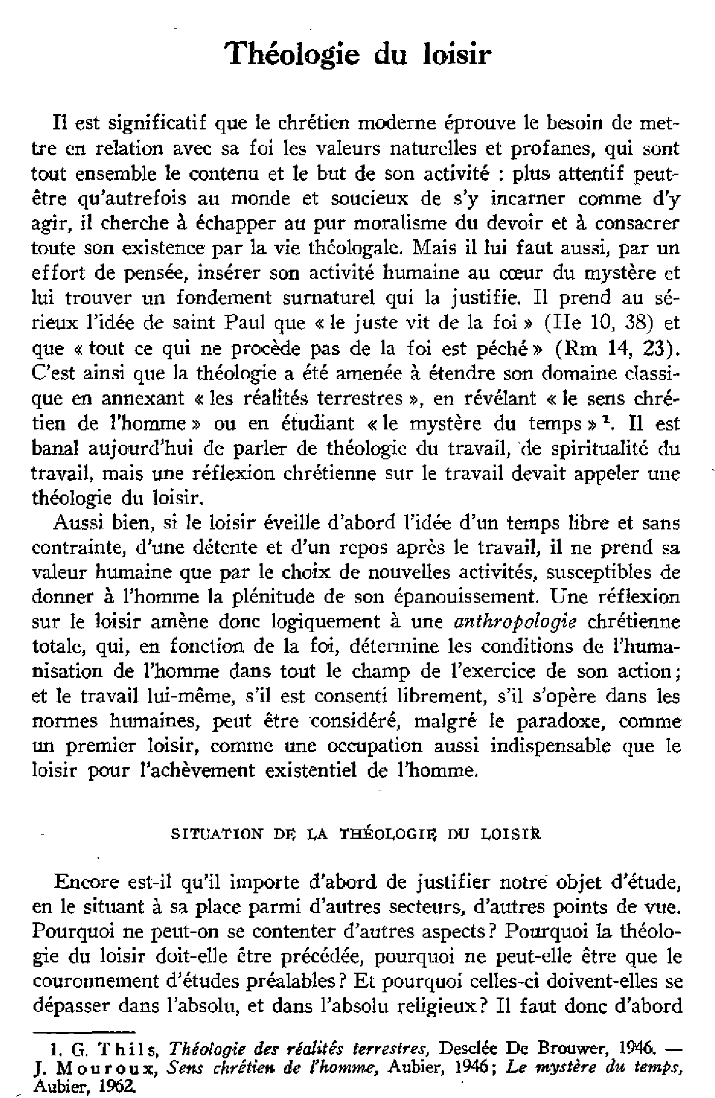Théologie du loisir