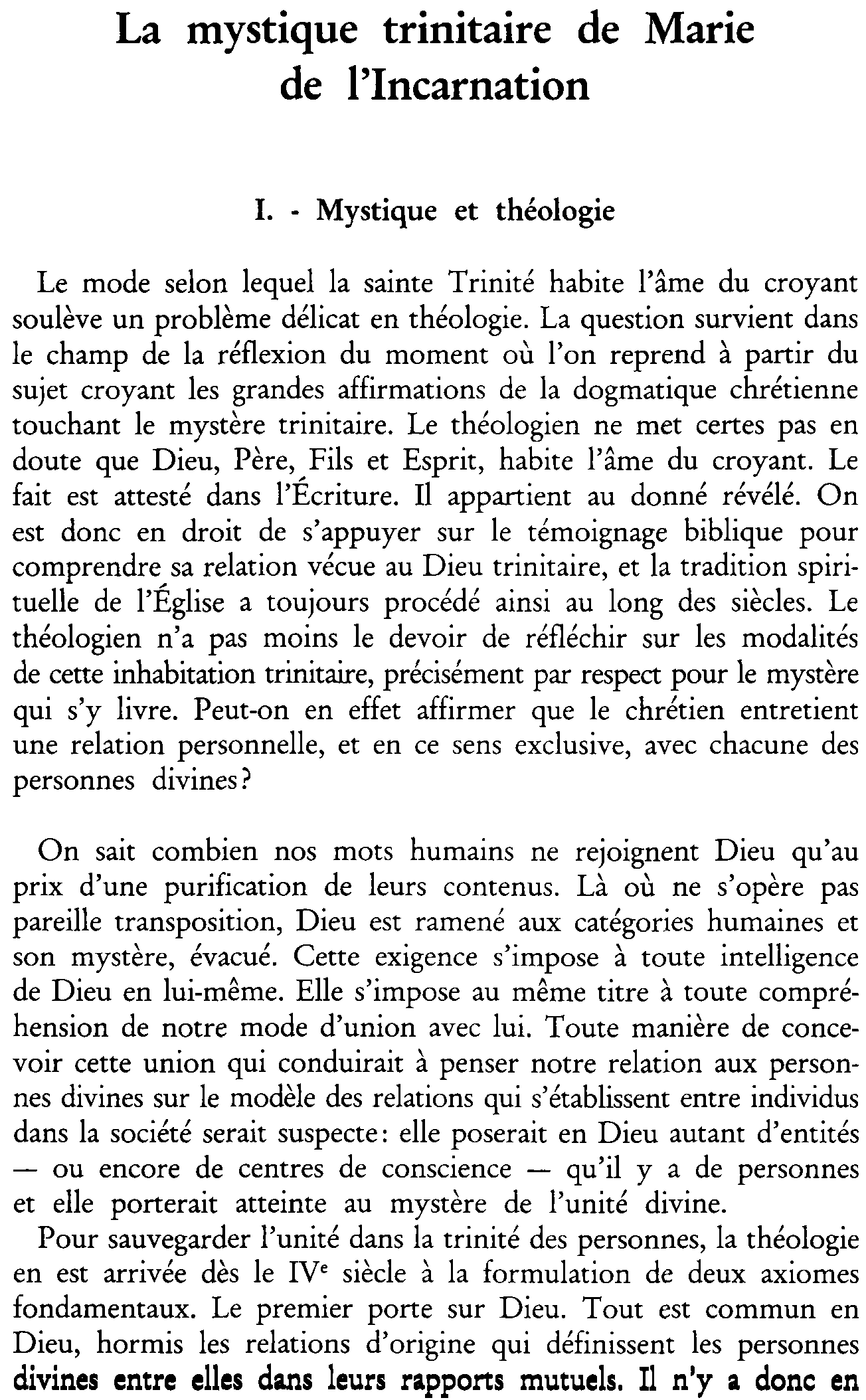 La mystique trinitaire de Marie de l'Incarnation (à suivre)
