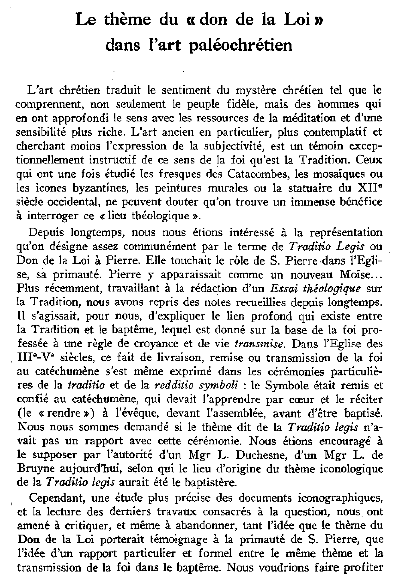 Le thème du «don de la Loi» dans l'art paléochrétien