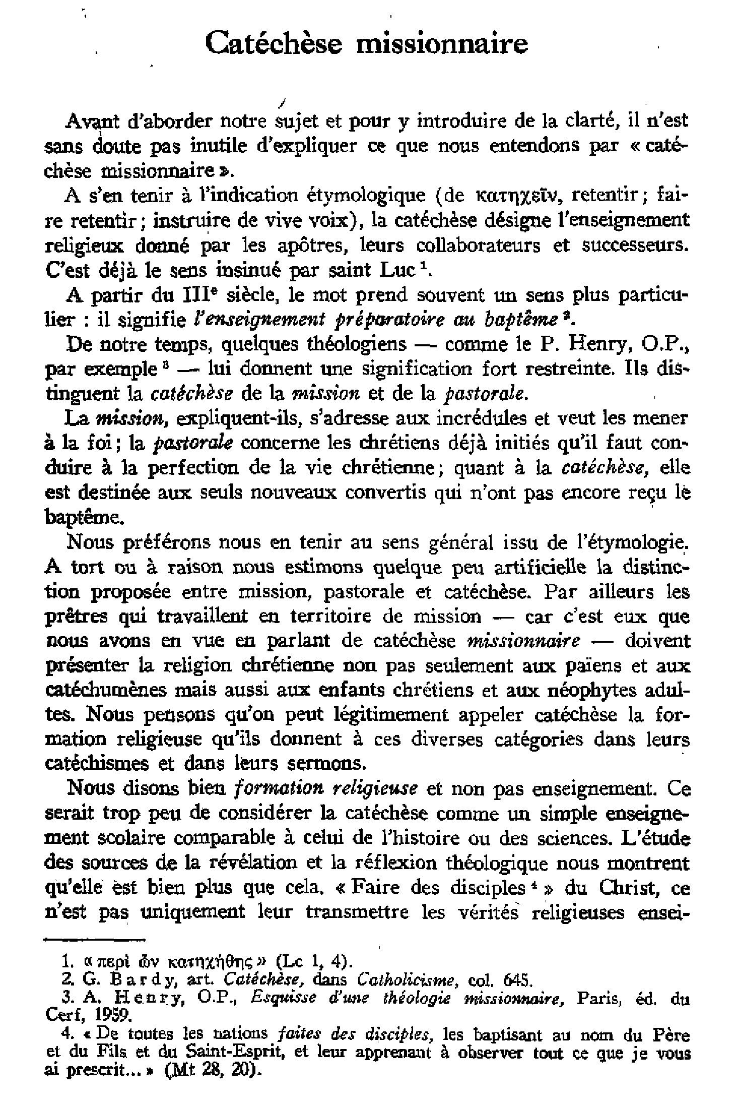 Catéchèse missionaire