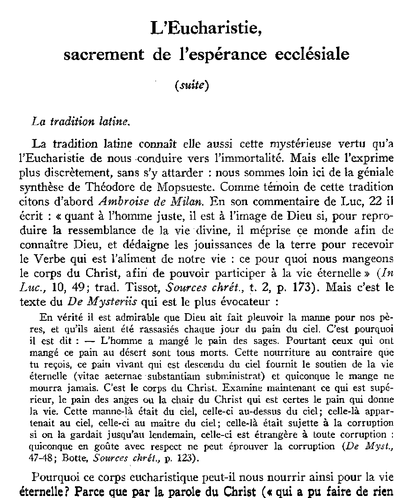 L'eucharistie, sacrement de l'espérance ecclésiale (suite)
