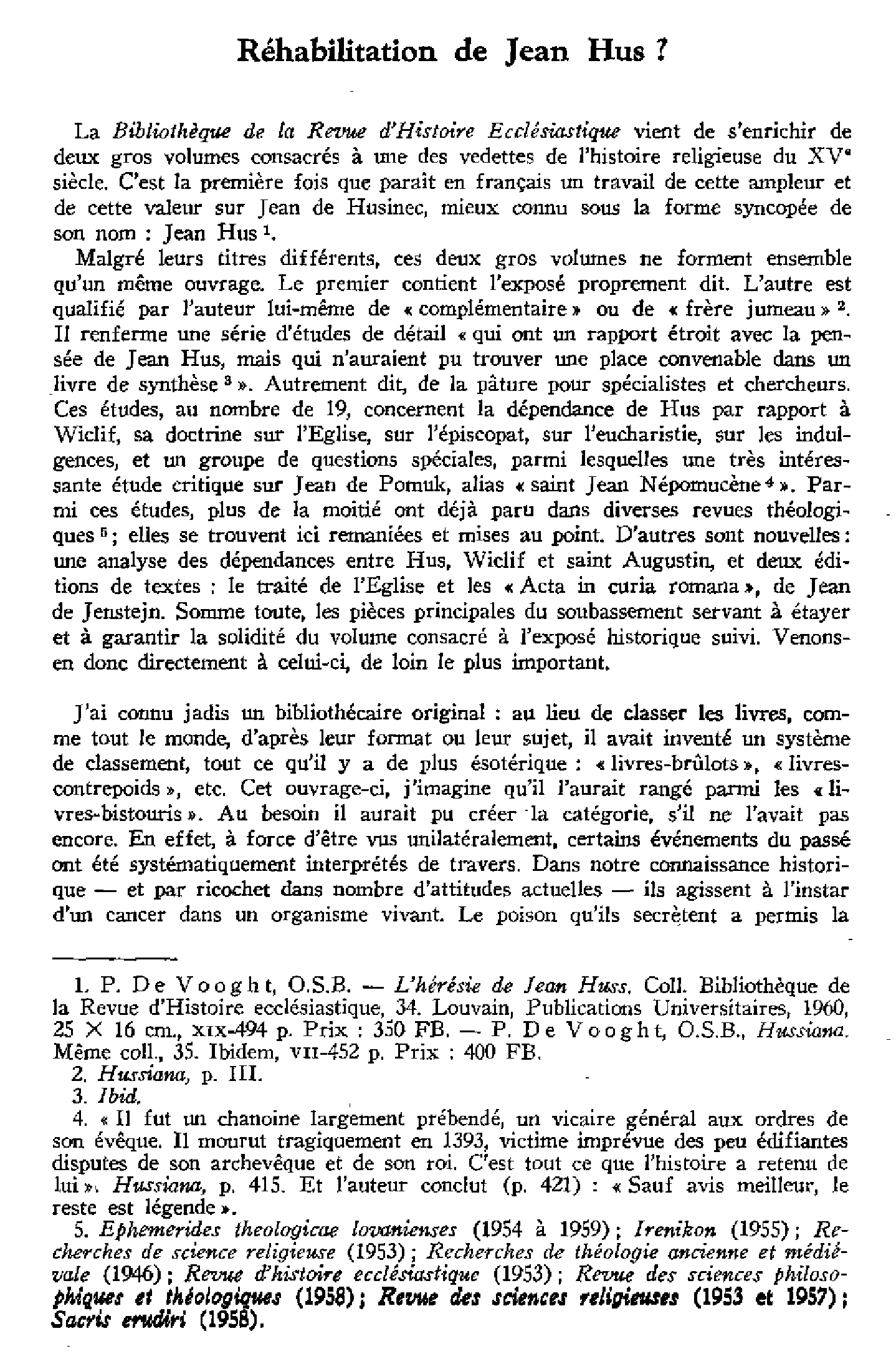 Réhabilitation de Jean Hus?