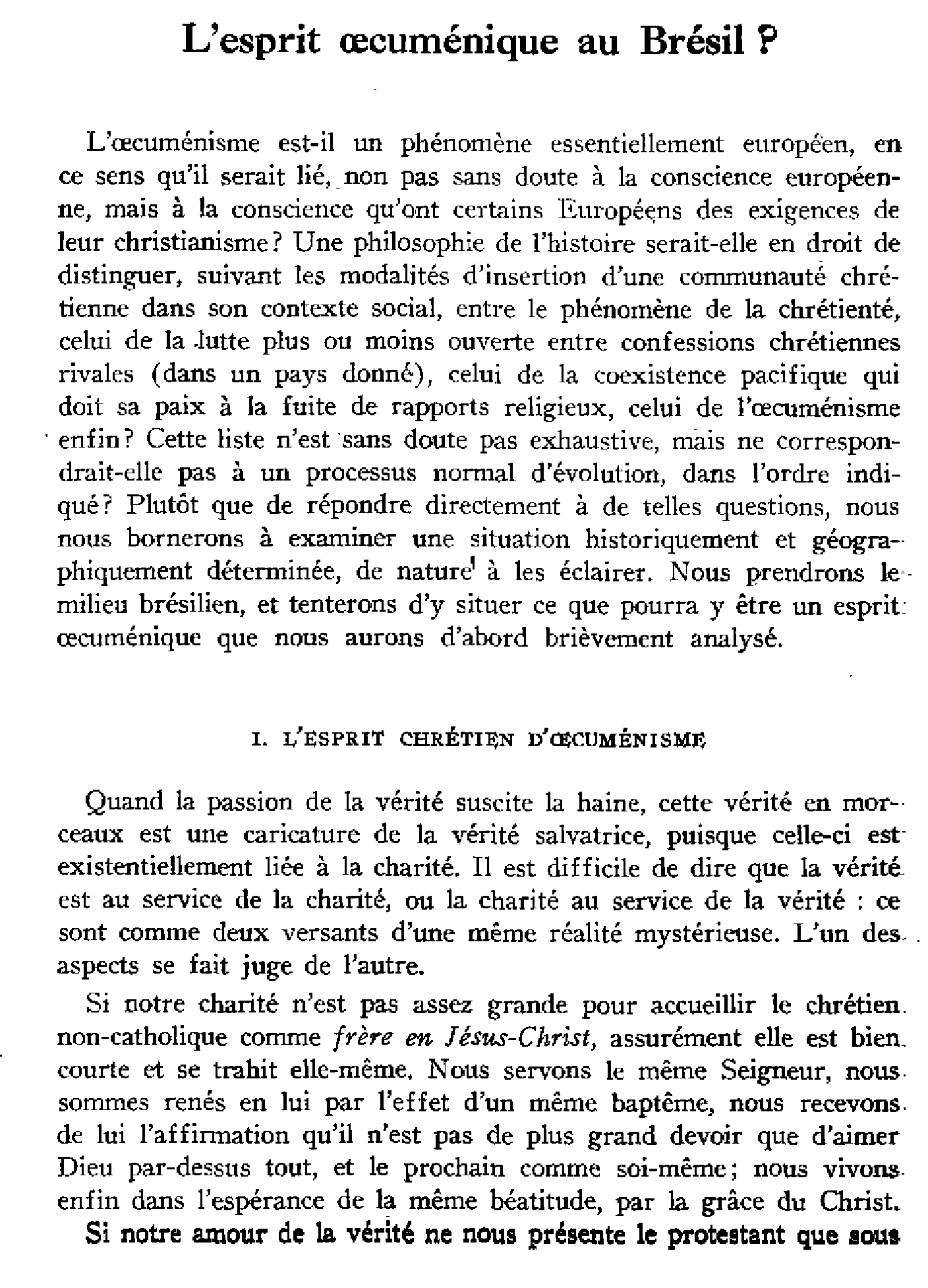 L'esprit oecuménique au Brésil?