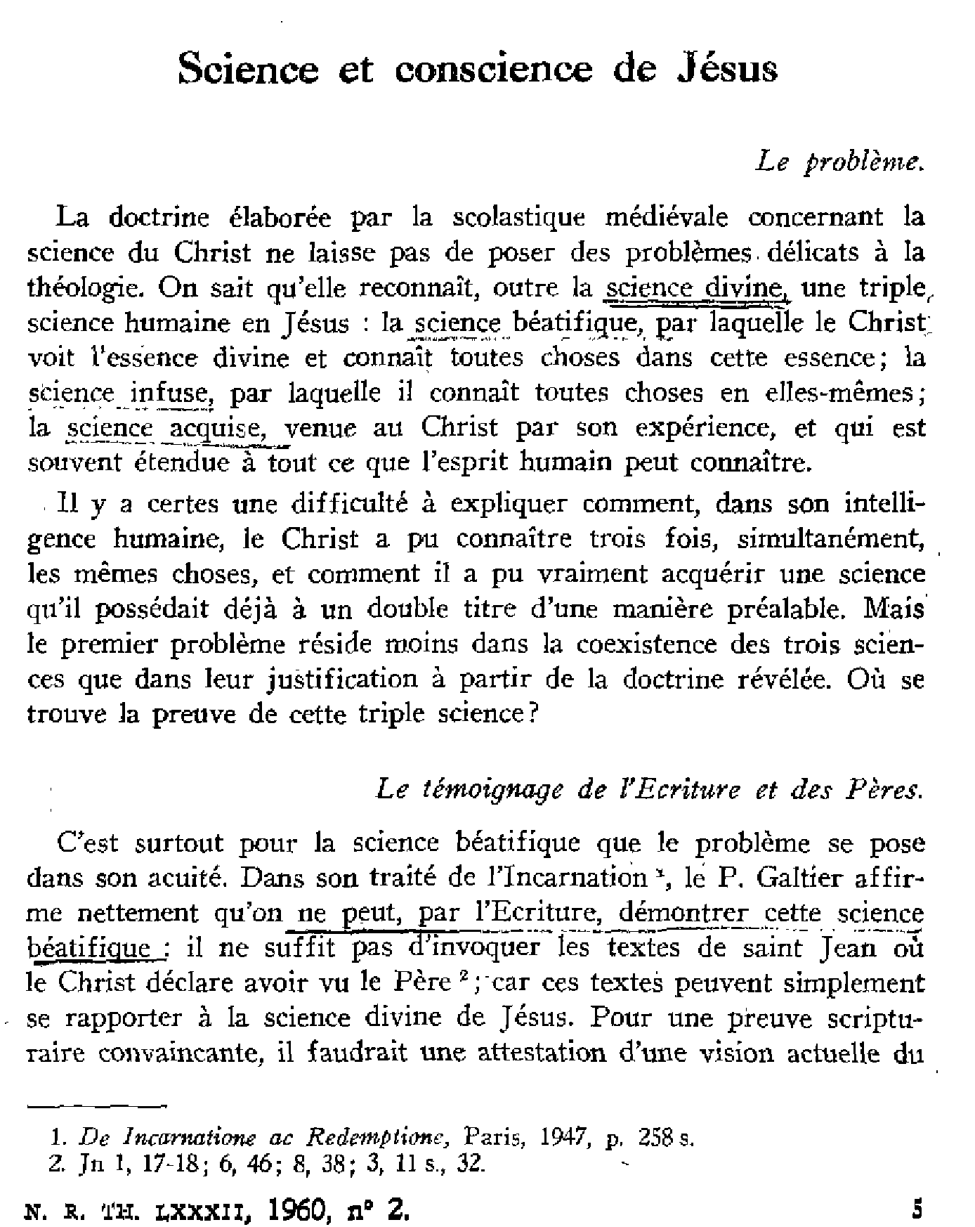 Science et conscience de Jésus