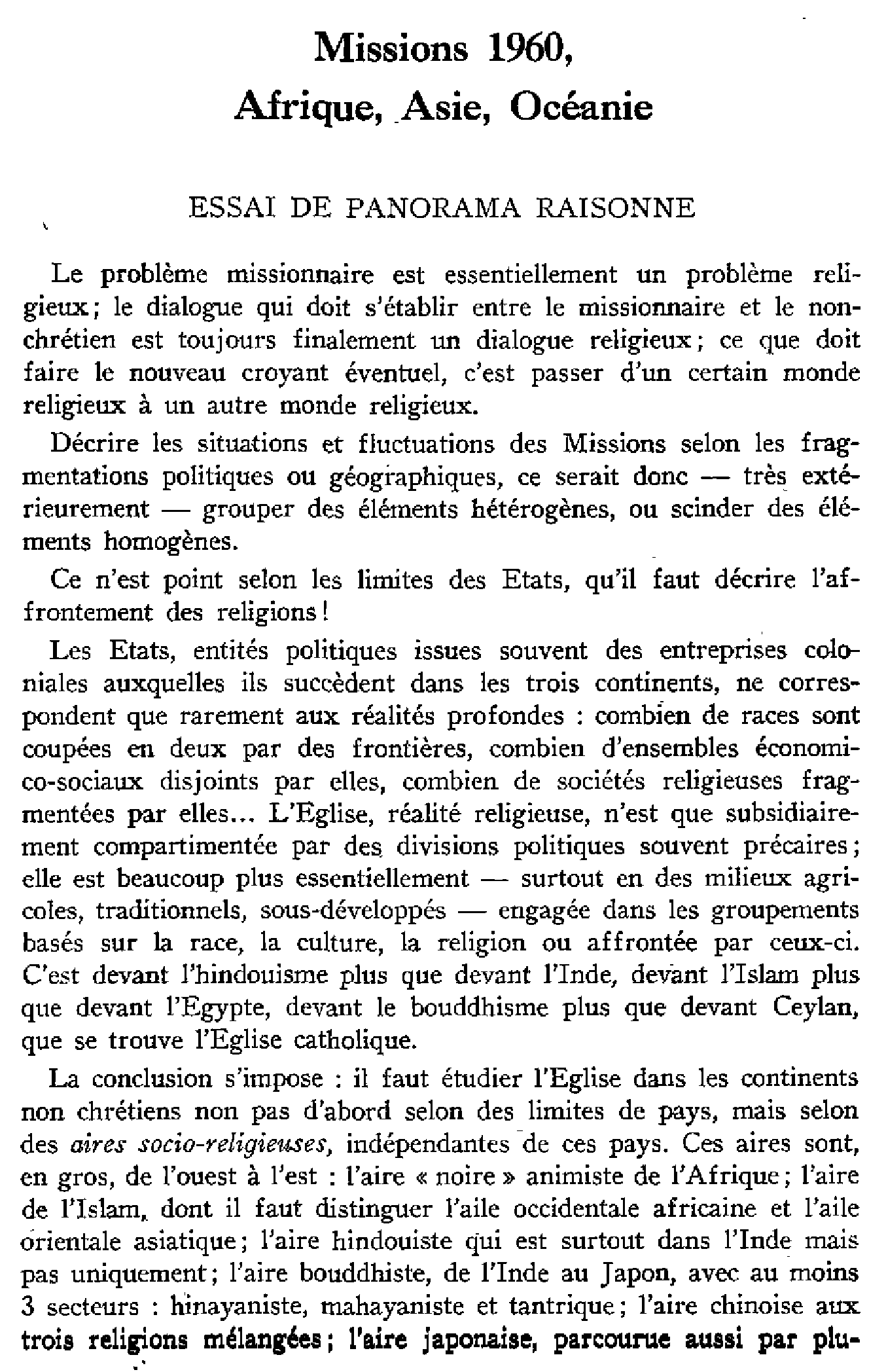 Mission 1960, Afrique, Asie, Océanie