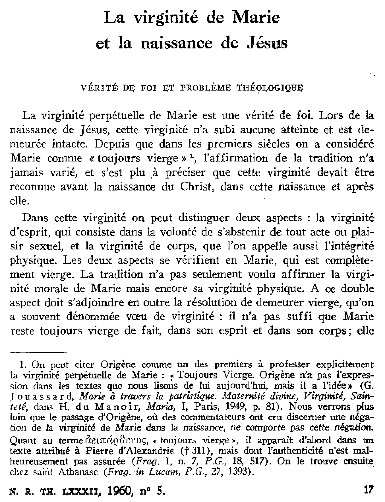 La virginité de Marie et la naissance de Jésus