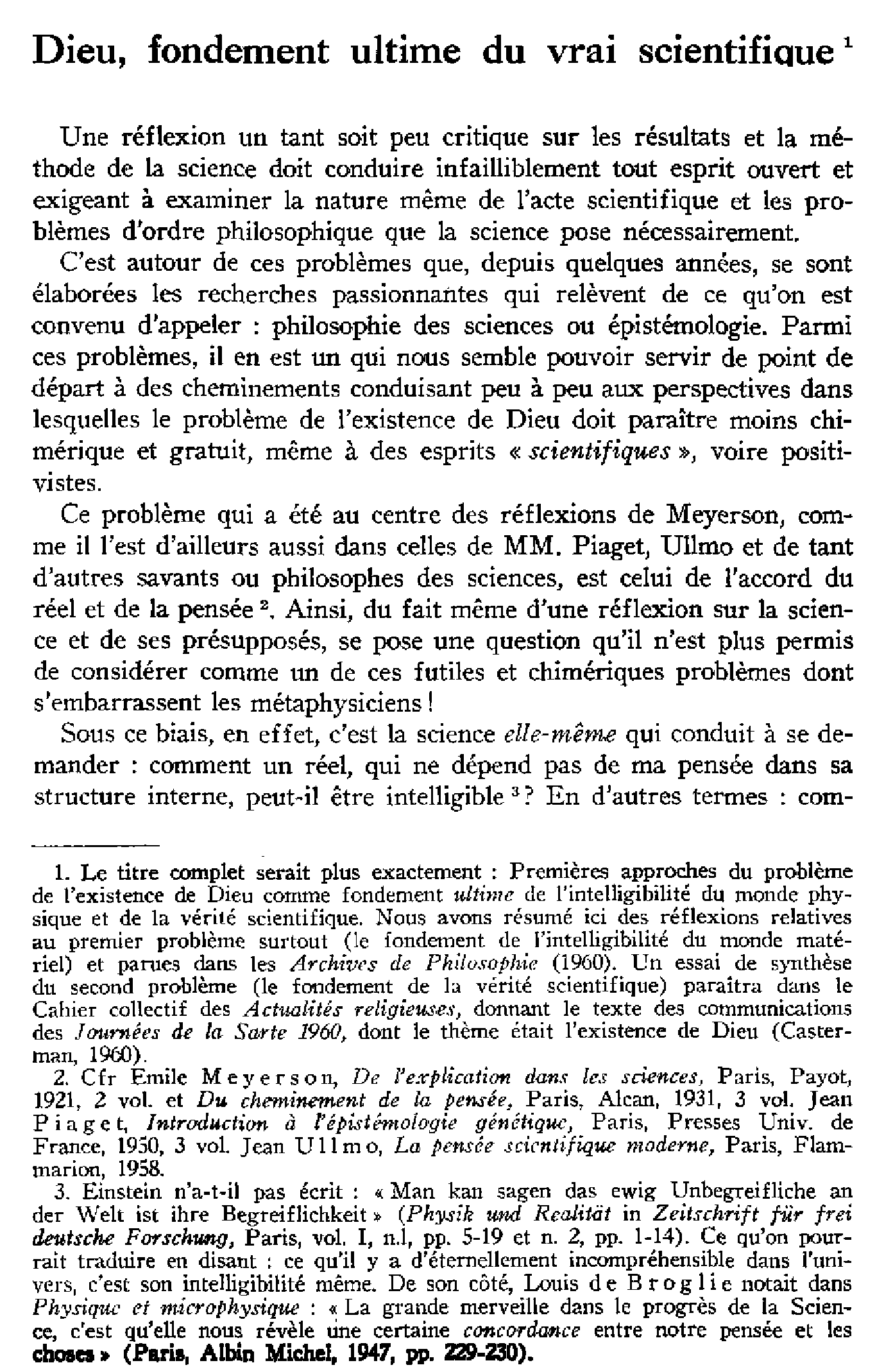 Dieu, fondement ultime du vrai scientifique
