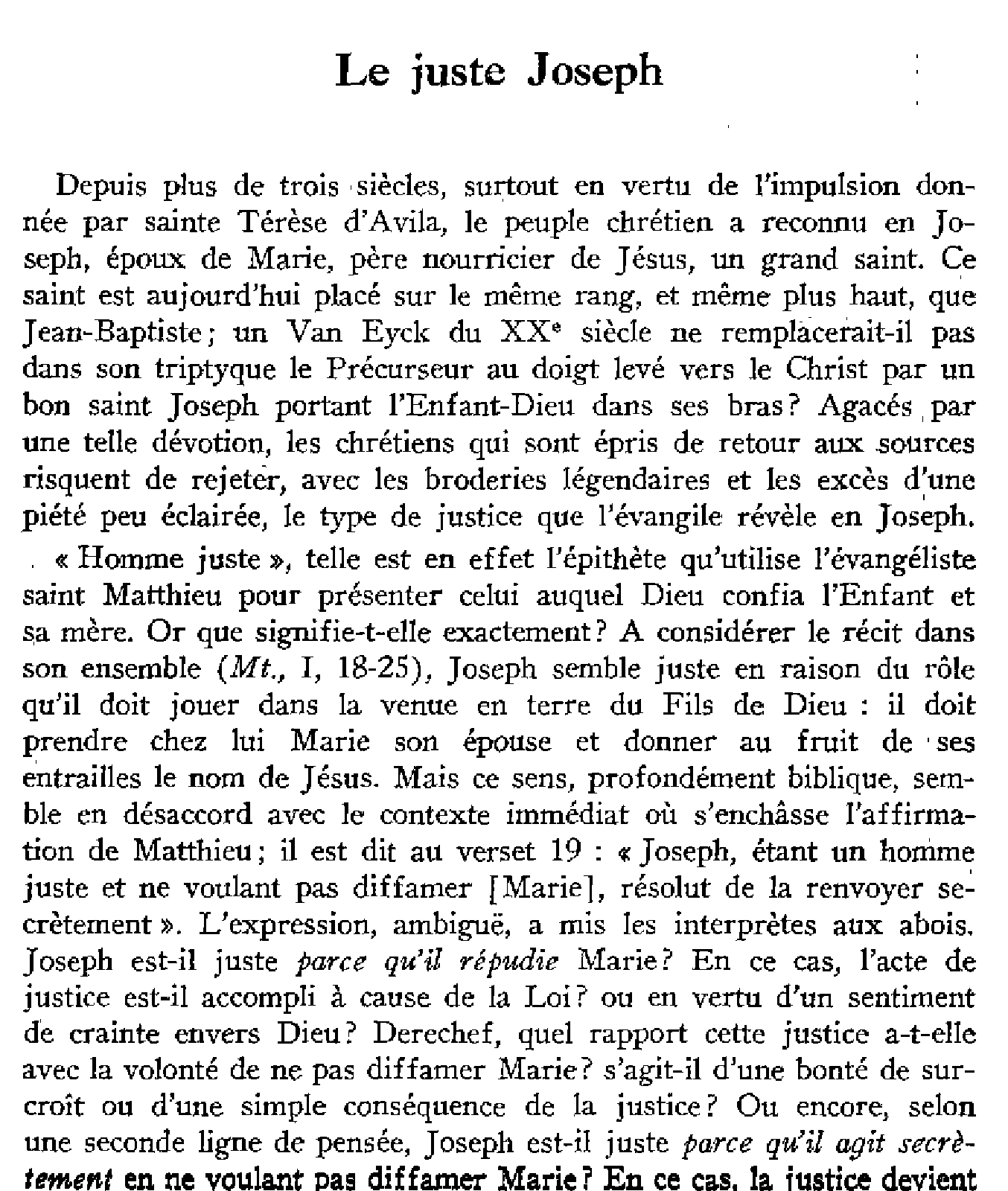 Le juste Joseph