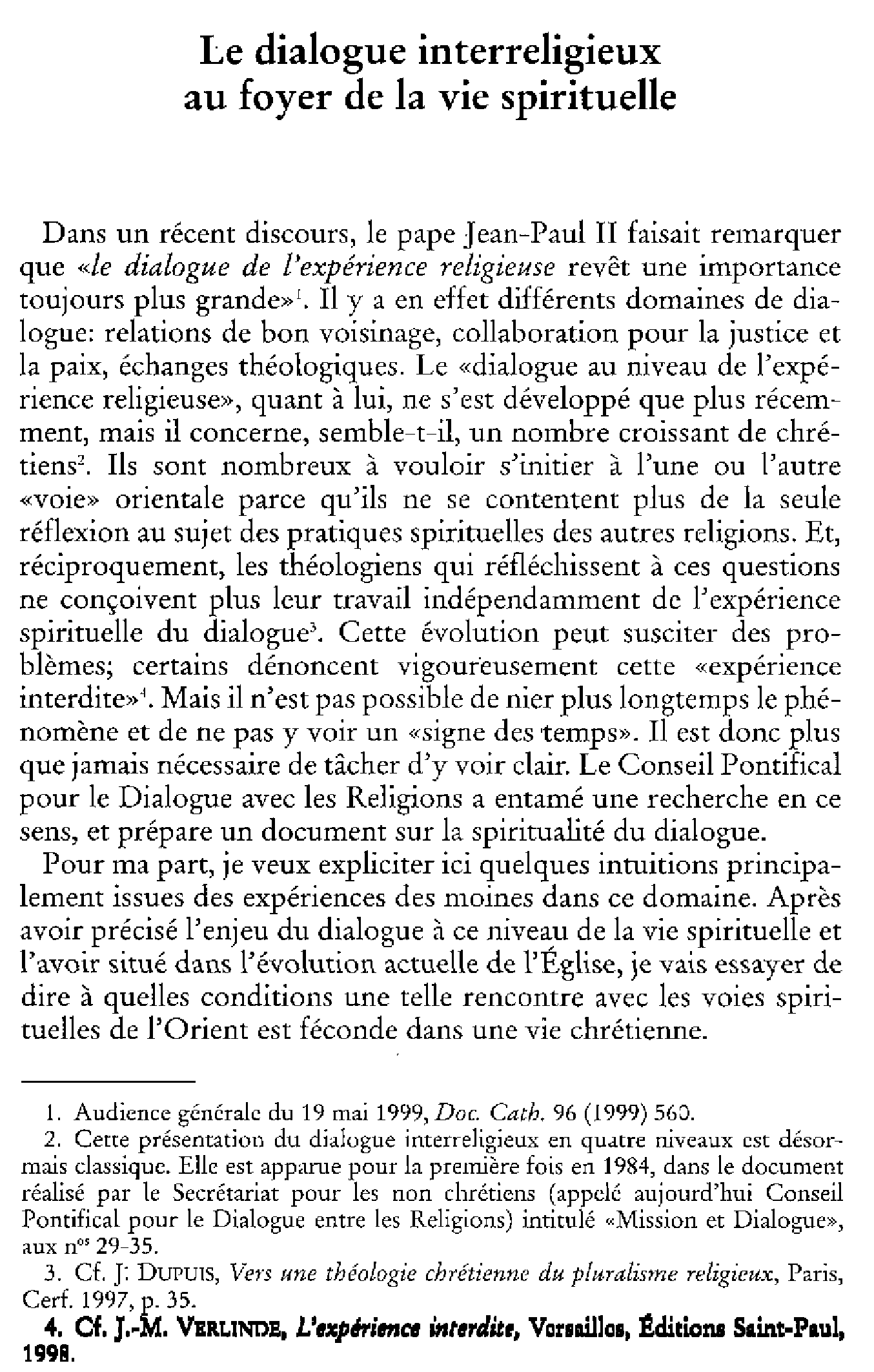 Le dialogue interreligieux au foyer de la vie spirituelle