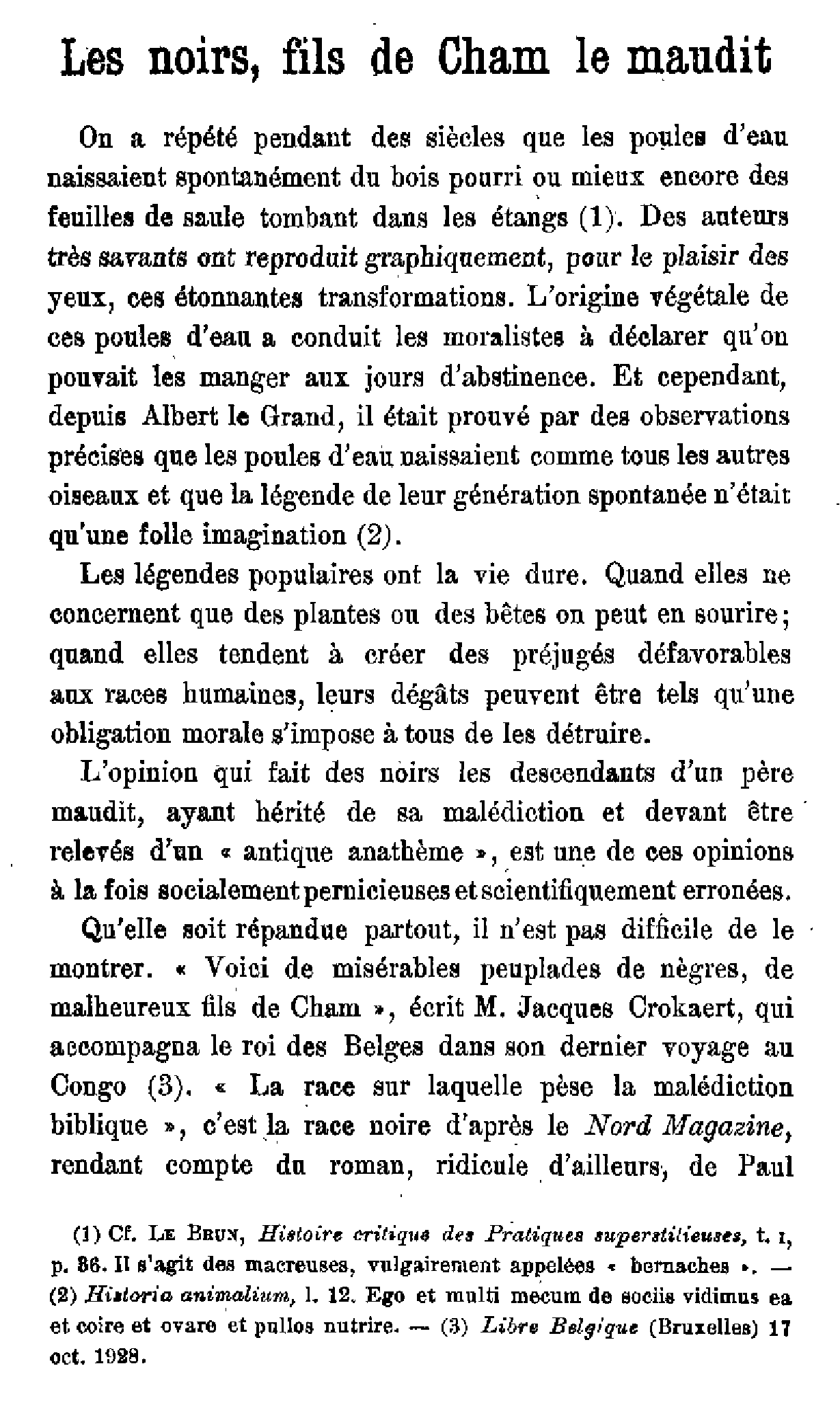 Les noirs, fils de Cham le maudit