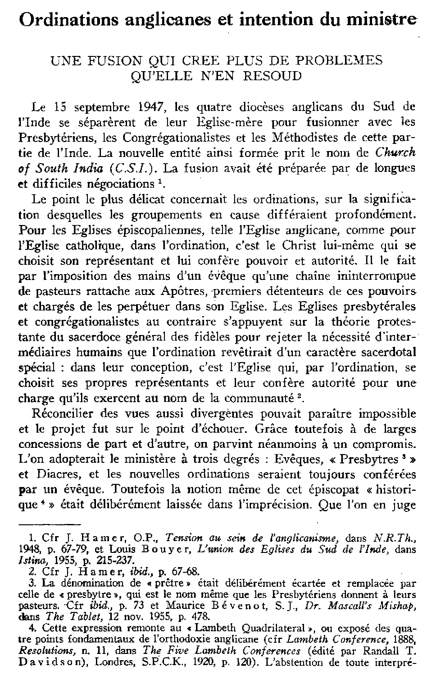 Ordinations anglicanes et intention du ministre