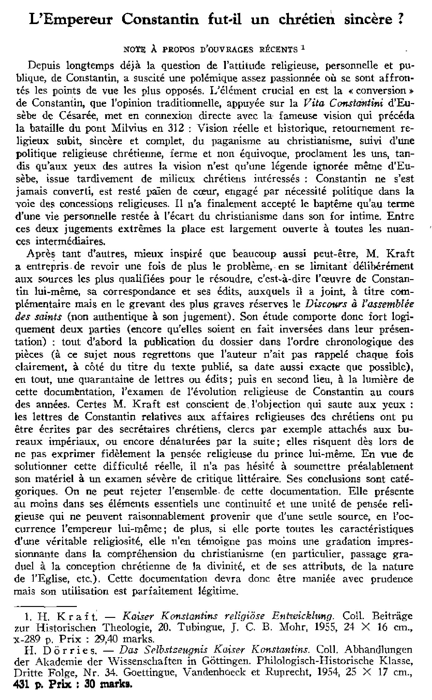 L'Empereur Constantin fut-il un chrétien sincère ?