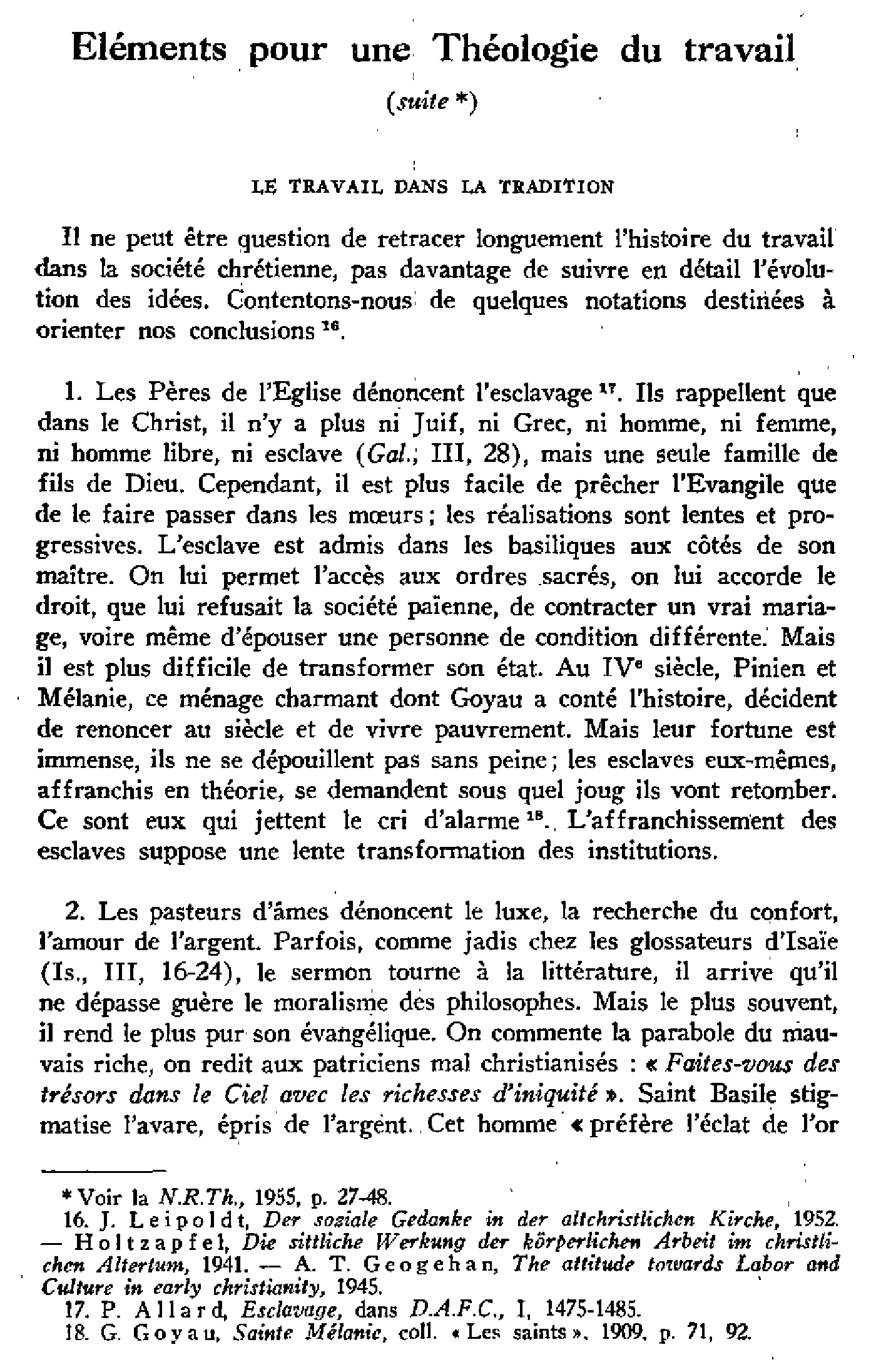 Éléments pour une théologie du travail (suite)