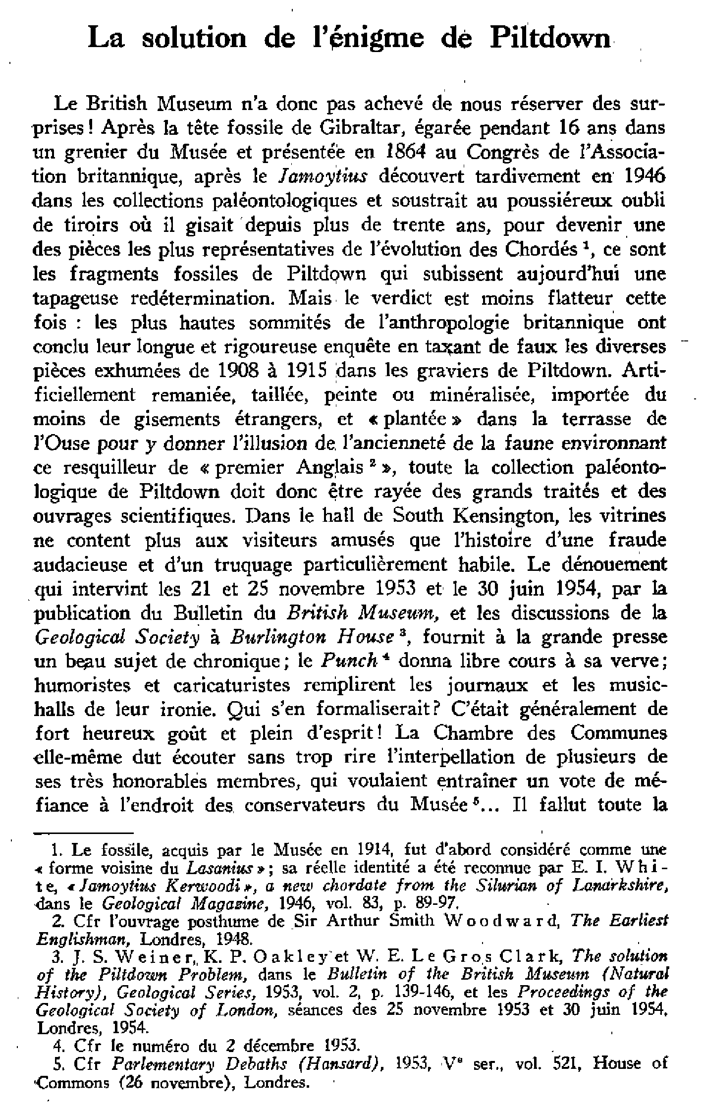 La solution de l'énigme de Piltdown