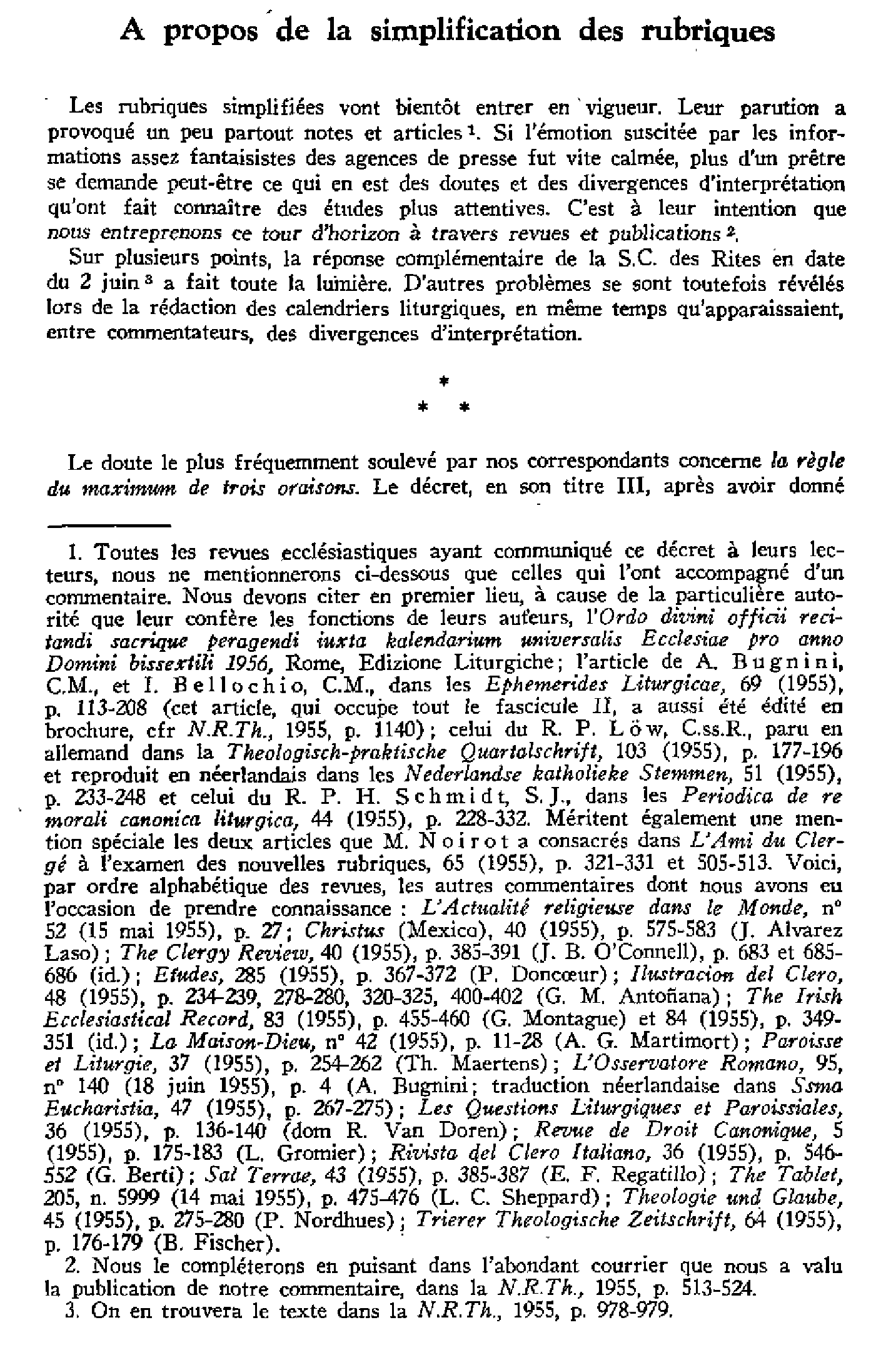 À propos de la simplification des rubriques