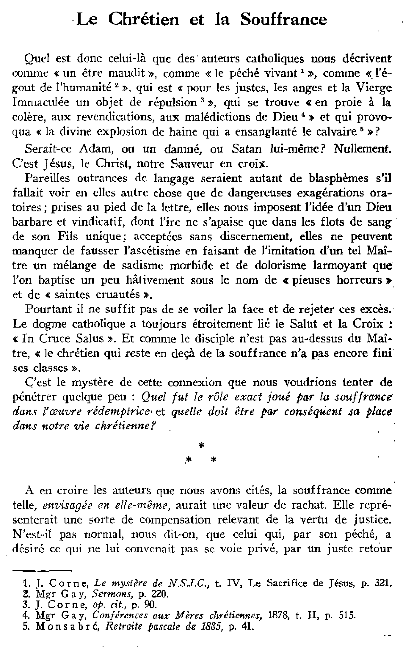 Le Chrétien et la Souffrance