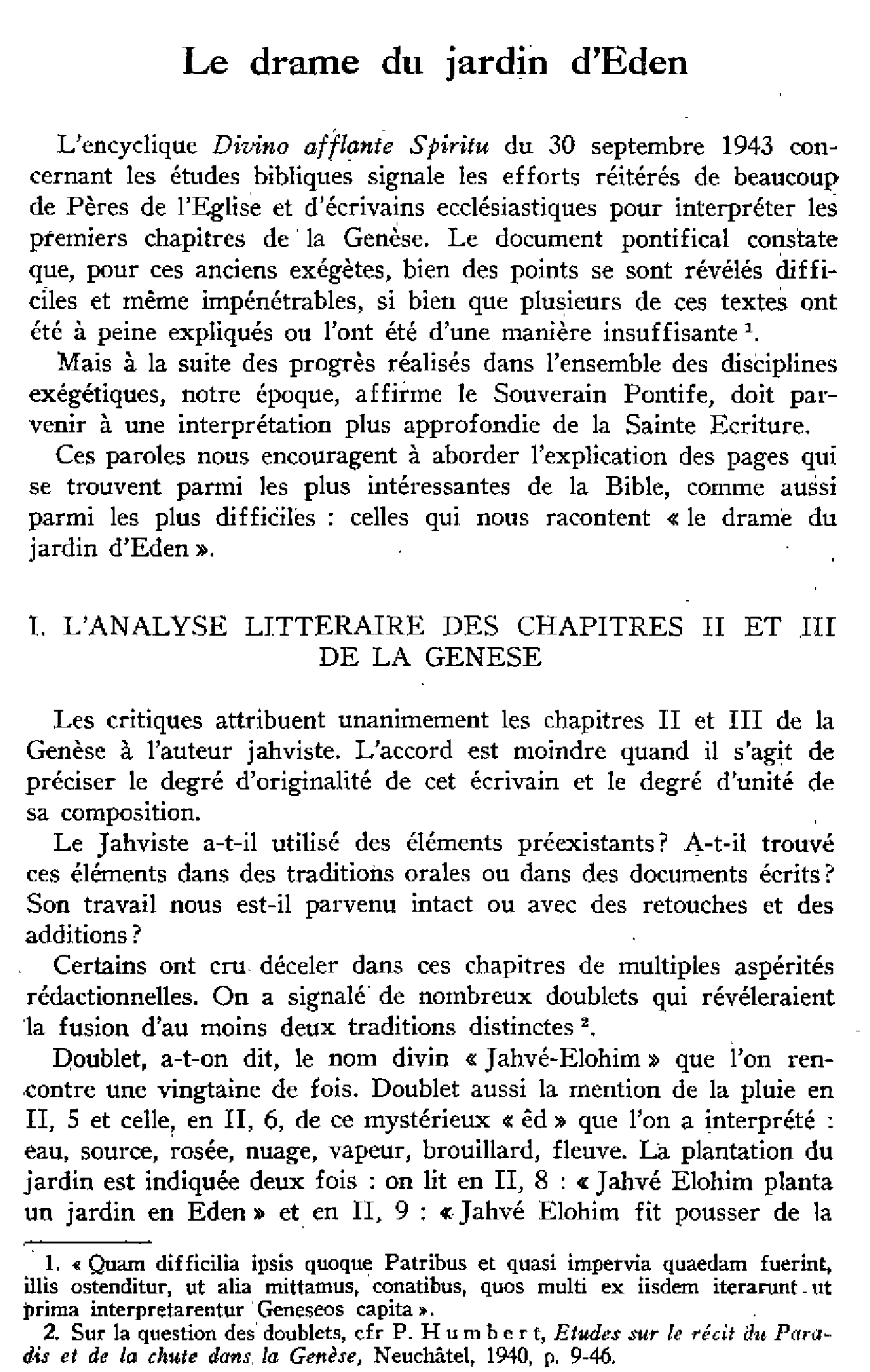 Le drame du jardin d'Eden
