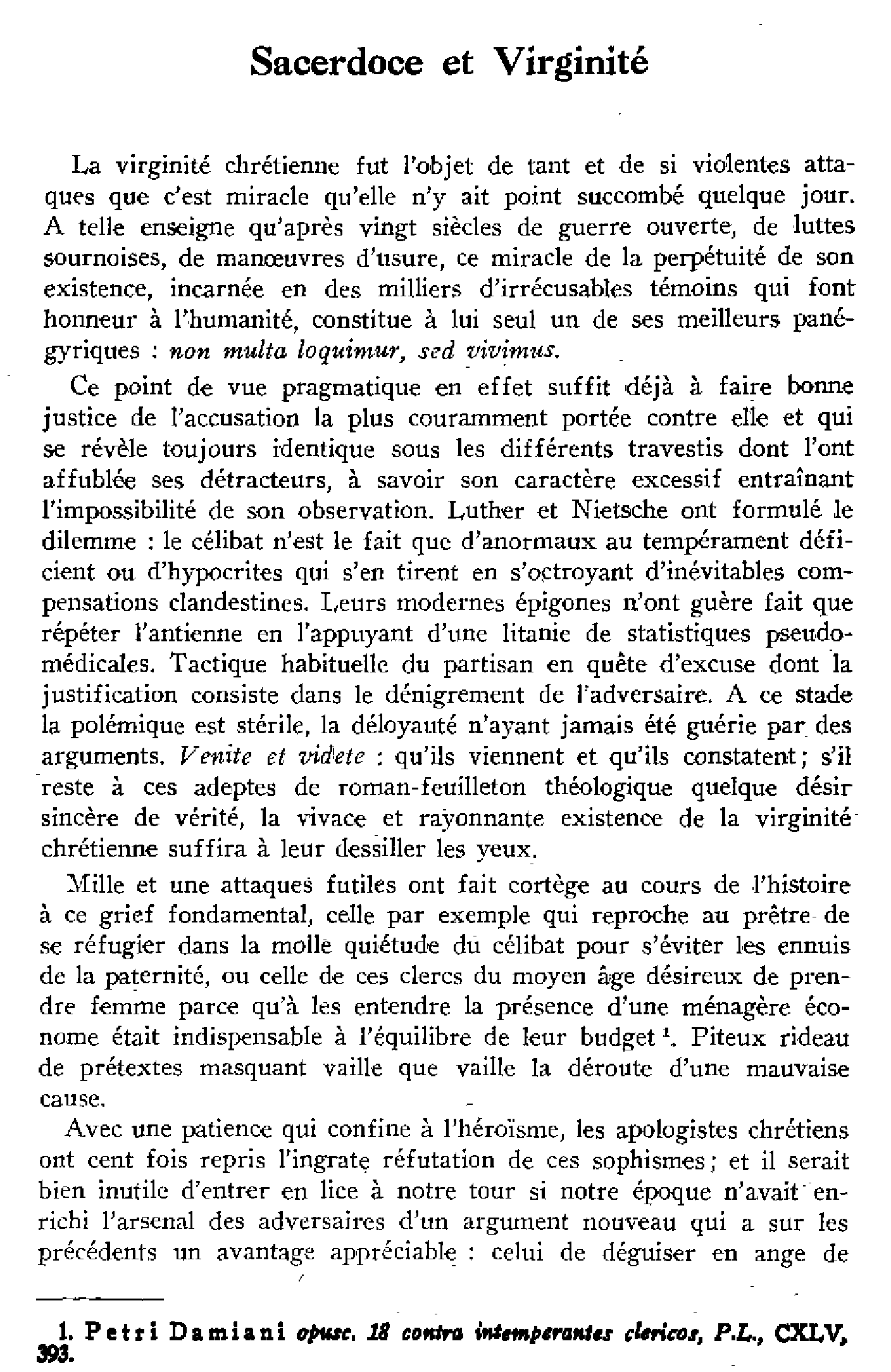 Sacerdoce et Virginité
