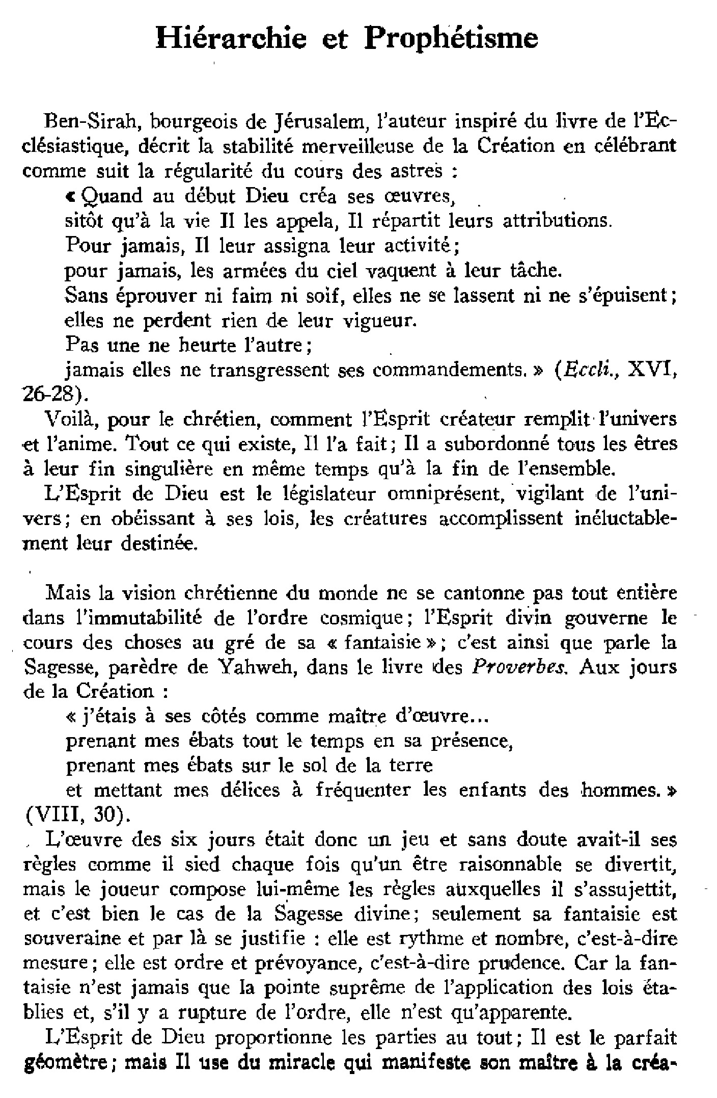 Hiérarchie et Prophétisme