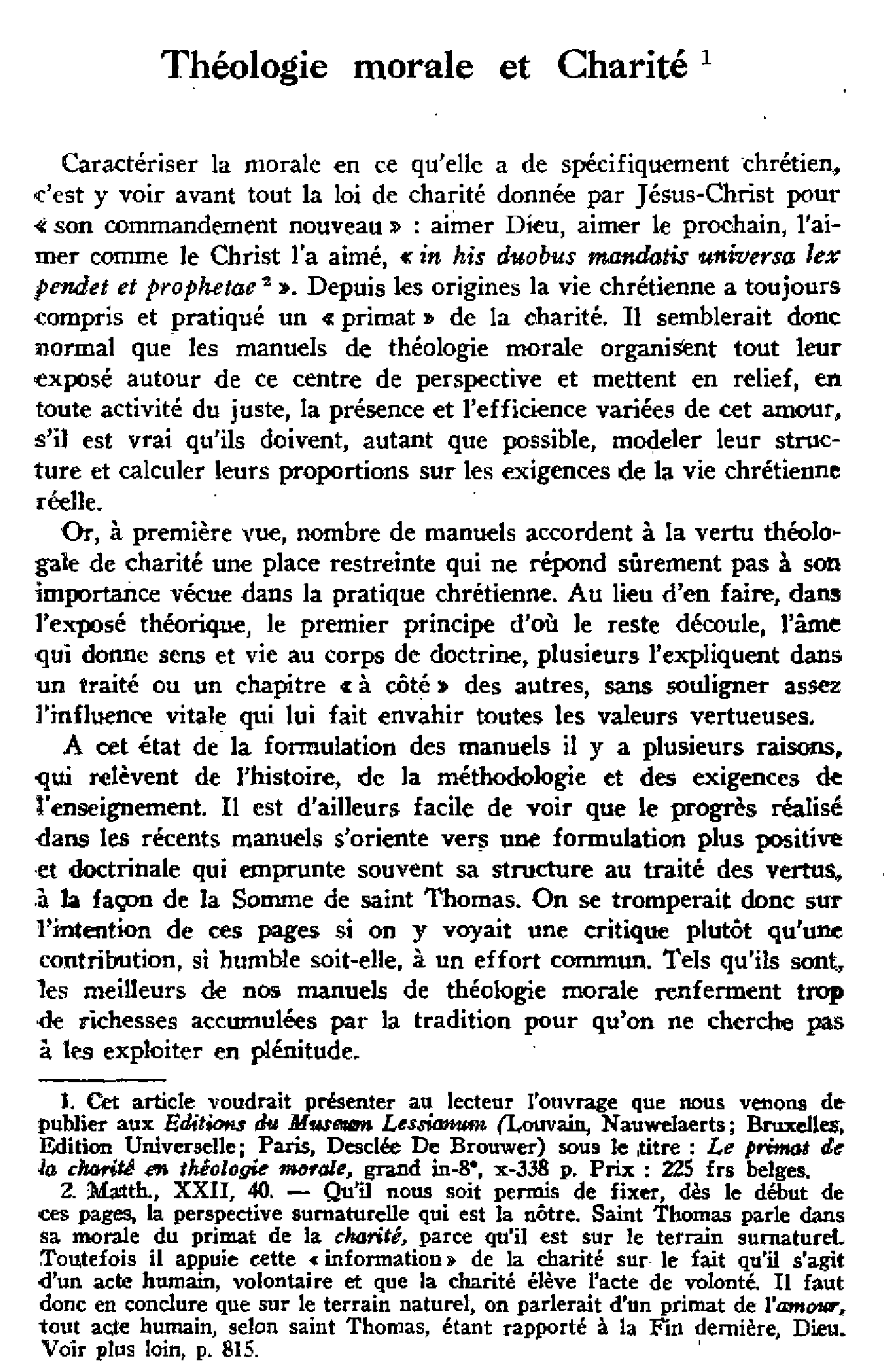 Théologie morale et charité
