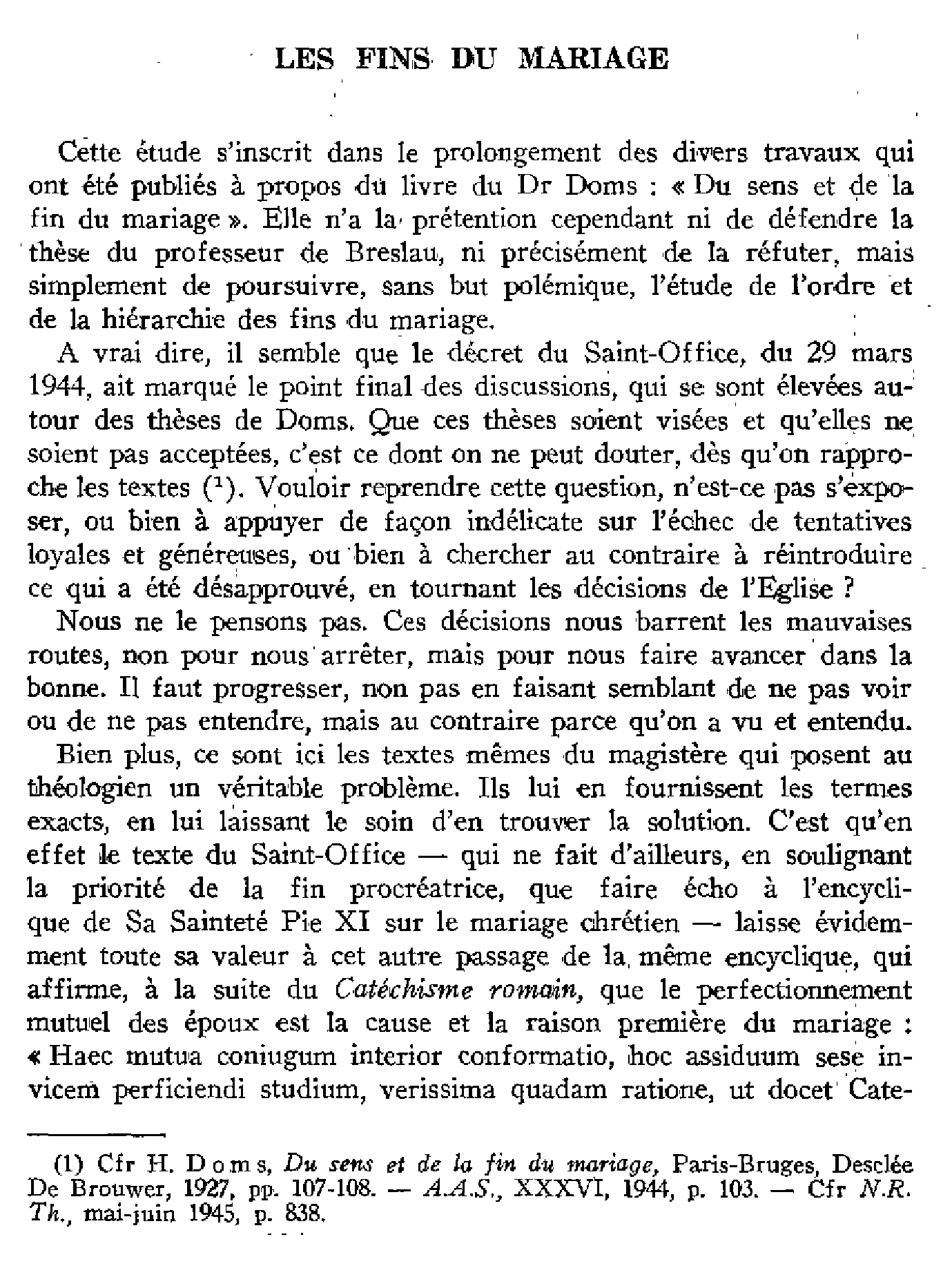 Les fins du mariage