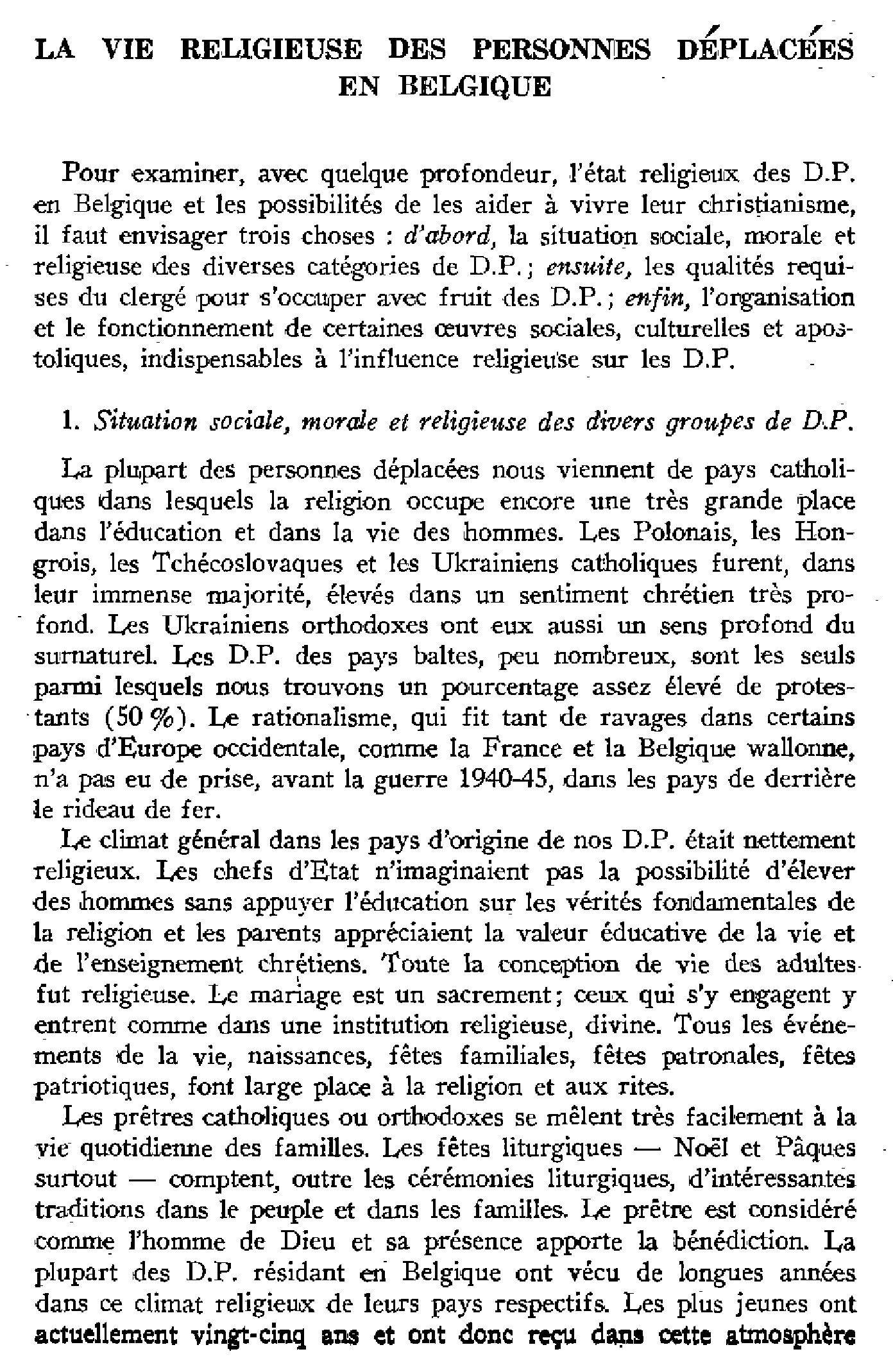 La vie religieuse des personnes déplacées en Belgique