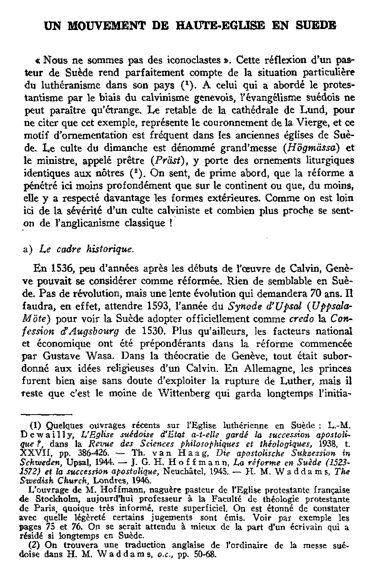 Un mouvement de Haute-Église en Suède